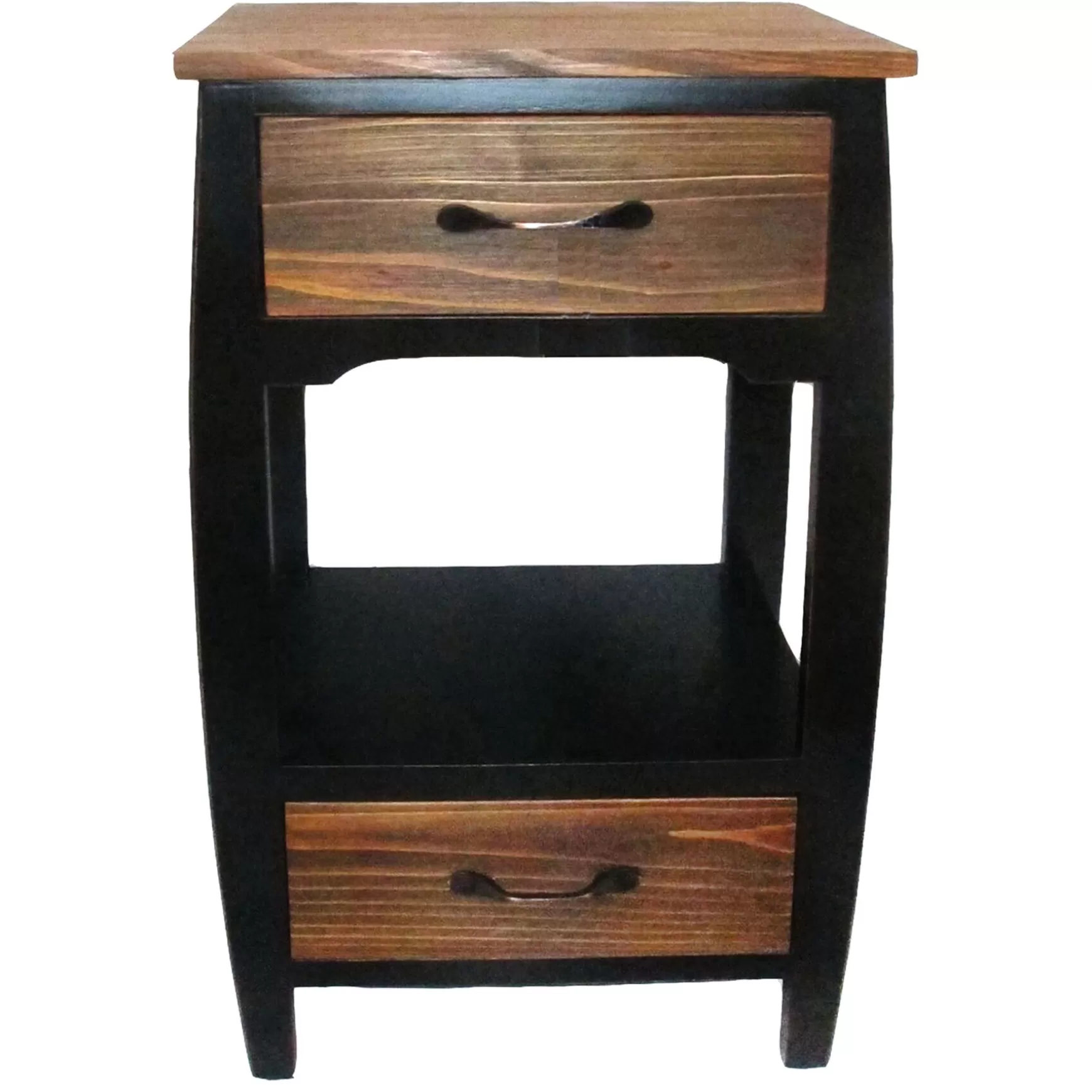 * 2 Drawer 1 Shelf Wood Side Table Fashion Discount