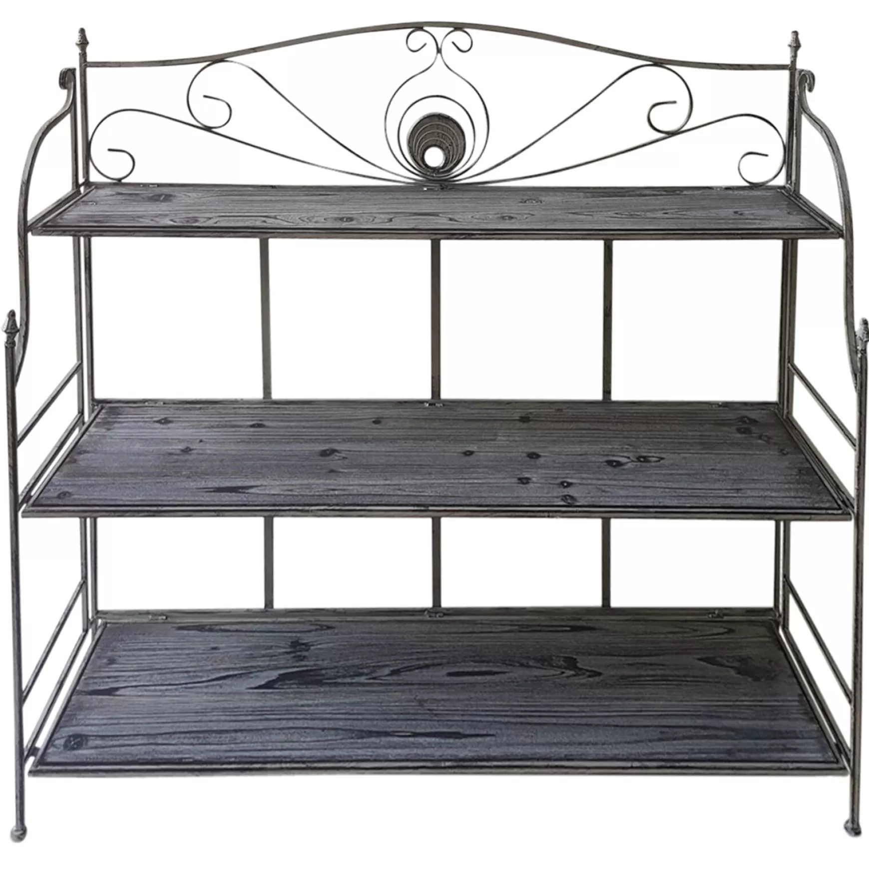 * 40In. Rustic Metal Rack With Folding Wood Top Shelves Outlet New