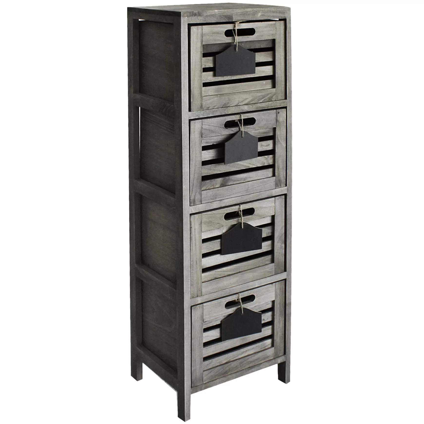 * 4-Drawer Grey Wooden Cabinet, Large Opening Sales Discount