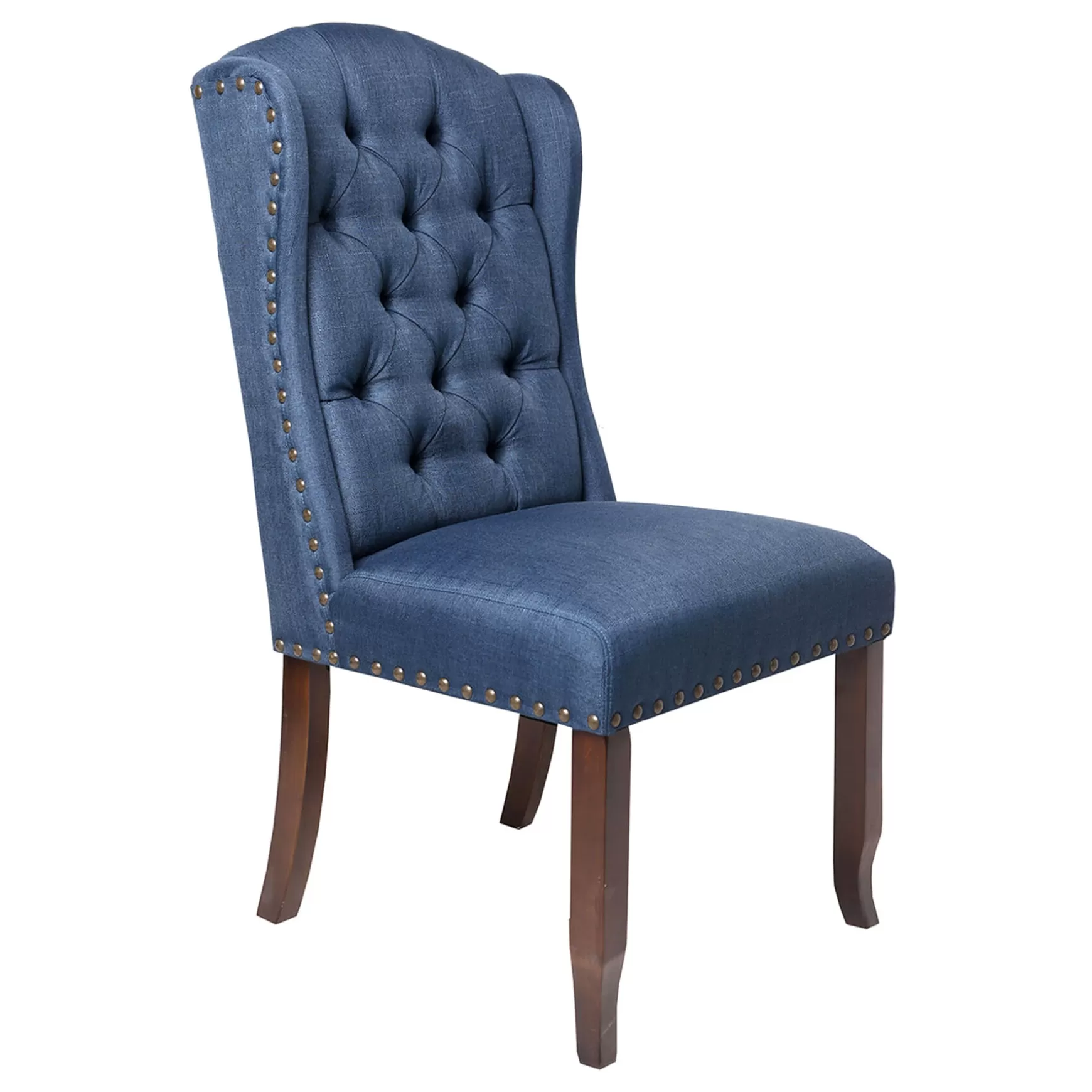 * Aahmad Blue Tufted Wing Dining Chair Featured Cheap