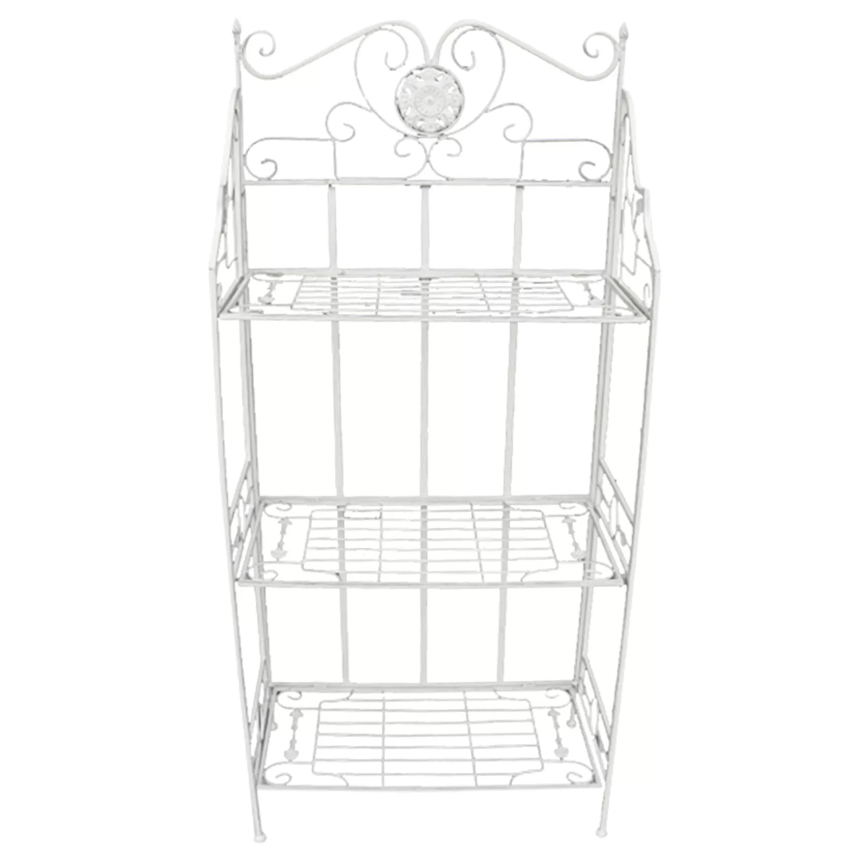 * Antique White Metal Baker'S Rack With Folding Shelves, 51 Less Expensive Best