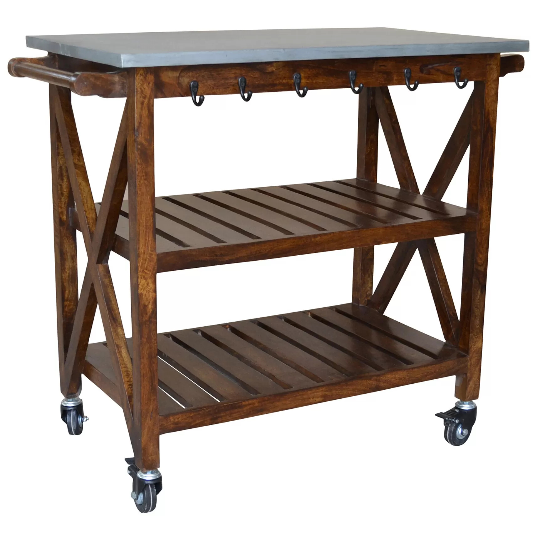 * Antwerp Wood Bar Cart With Metal Top And Towel Hooks Exquisite Gifts Cheap