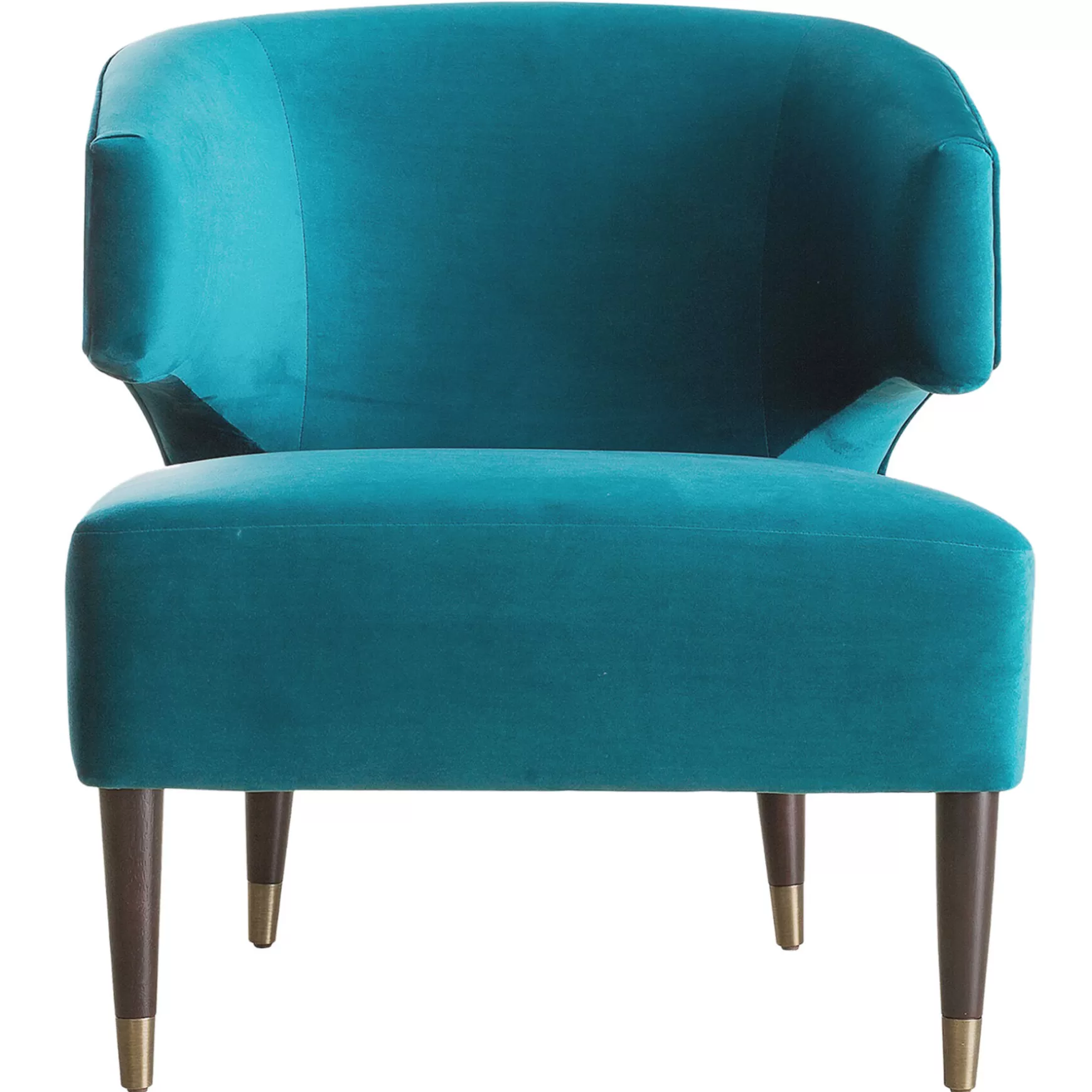 * Aura Green Velvet Wrap Around Arm Chair With Brass Capped Legs Fashion New