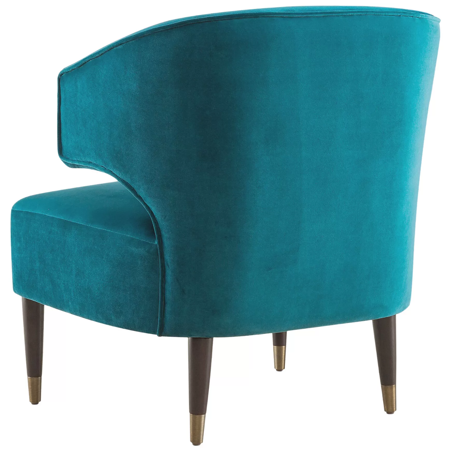 * Aura Green Velvet Wrap Around Arm Chair With Brass Capped Legs Fashion New