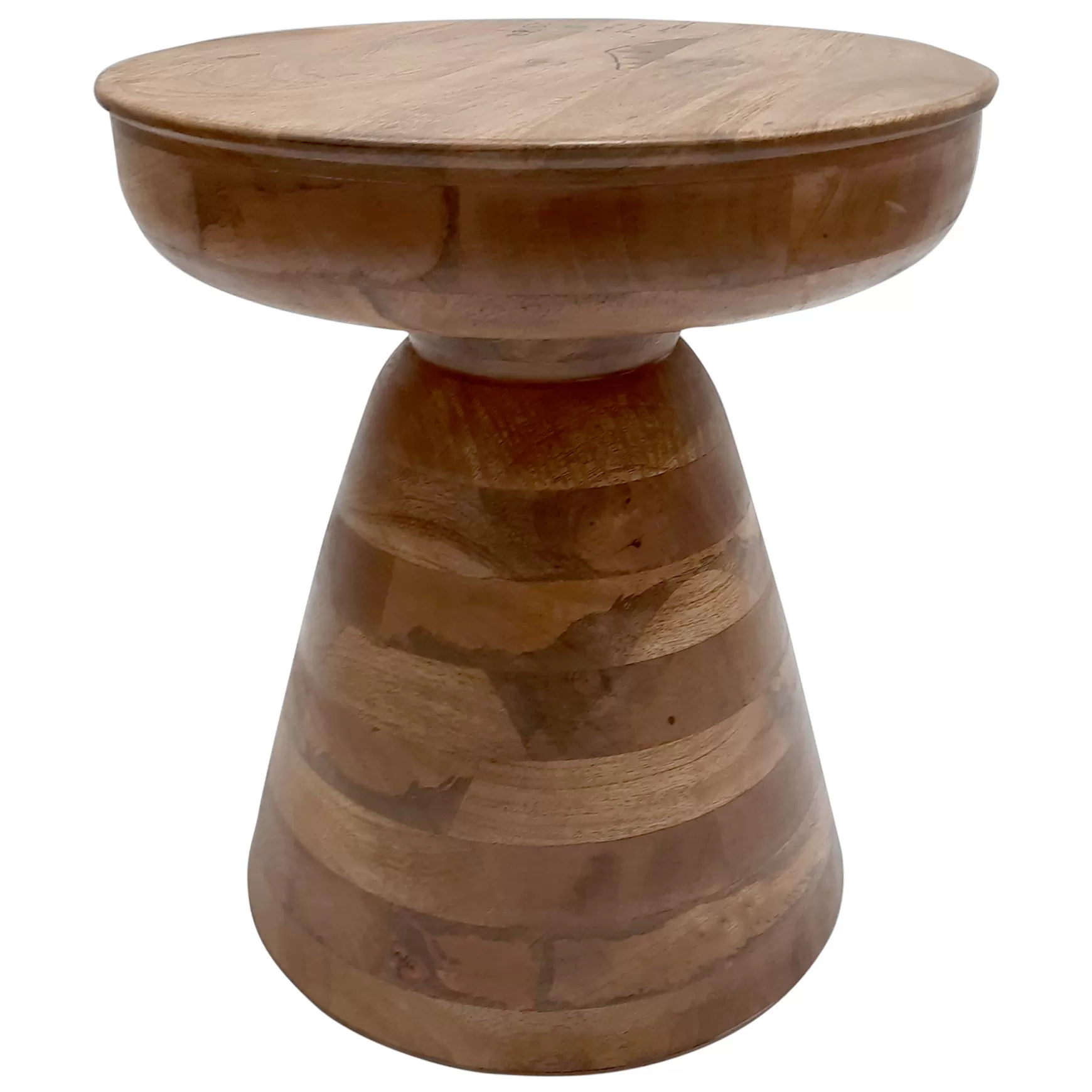 * Brown Wooden Pedestal Accent Table, 16 18 Featured Best Sale