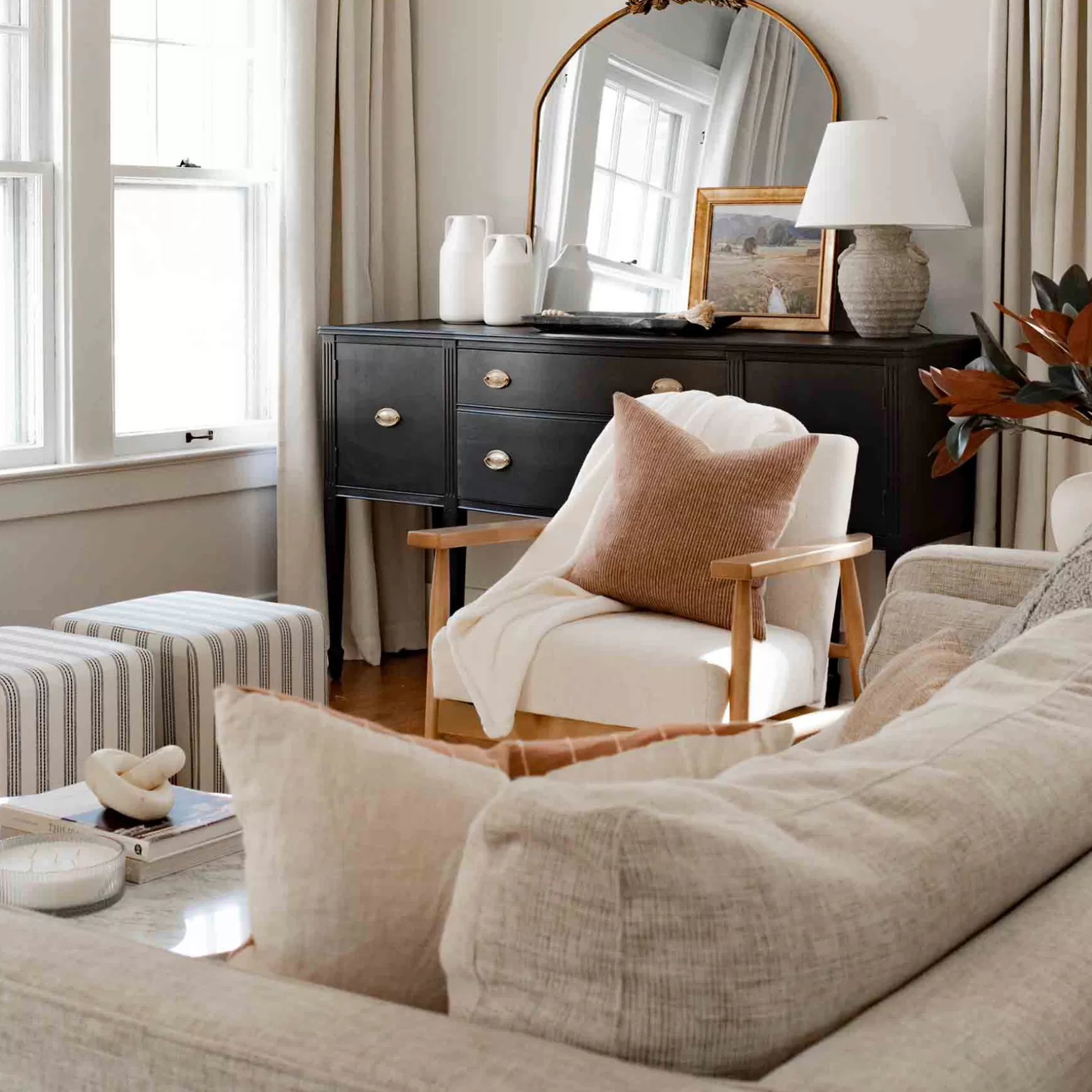 * Cottage Thin Striped Ottoman Promotion Best