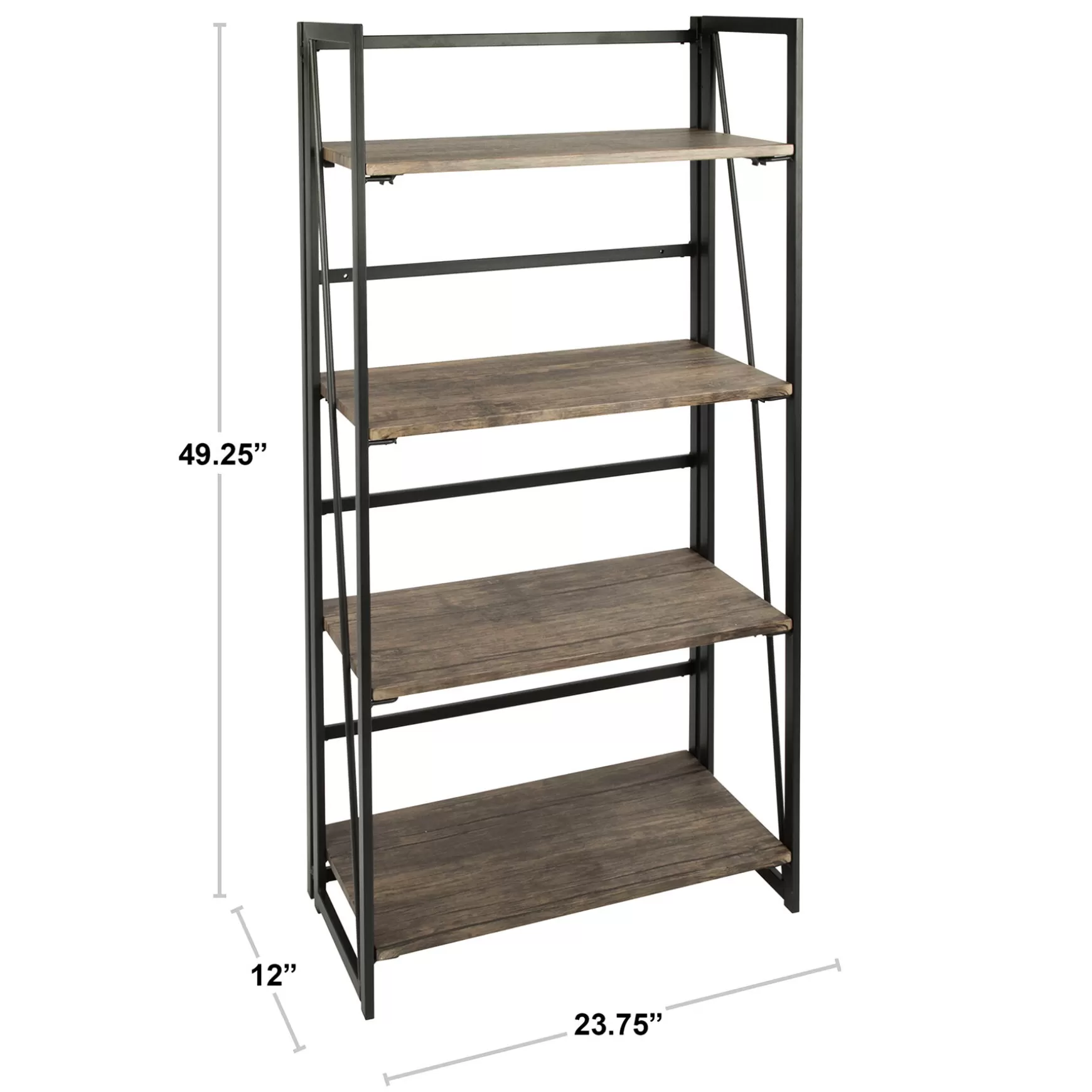 * Dakota 4-Tier Black & Brown Industrial Modern Bookshelf, 49 Low Price Fashion