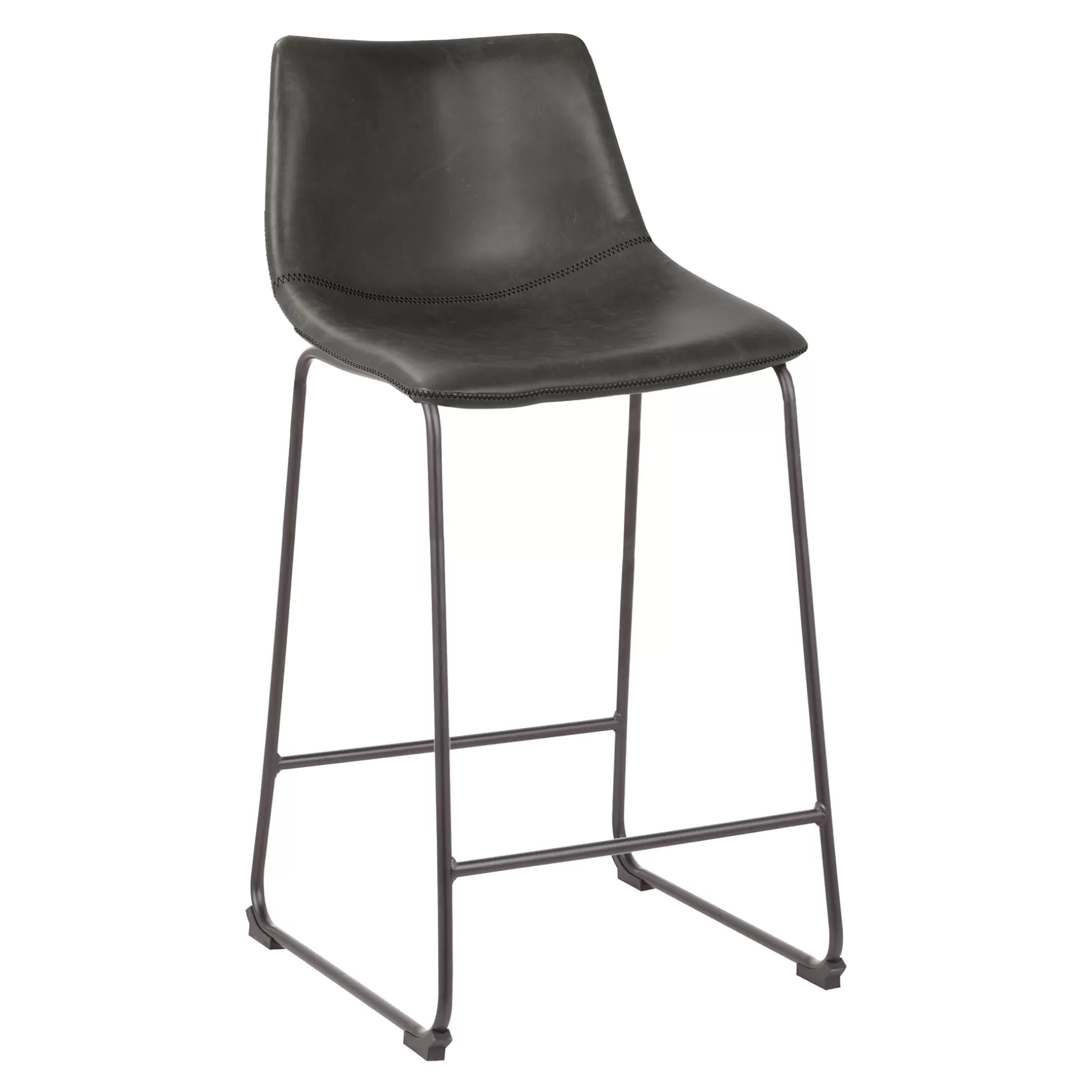 * Drake Grey Faux Leather Modern Industrial Barstool, 30 Good Quality New