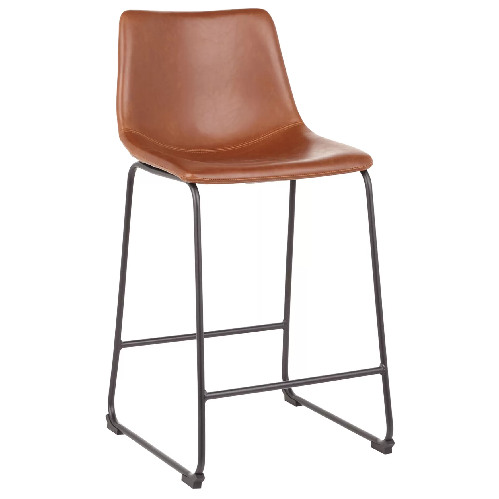 * Drake Modern Faux Leather Industrial Barstool, Cognac Promotion Hot