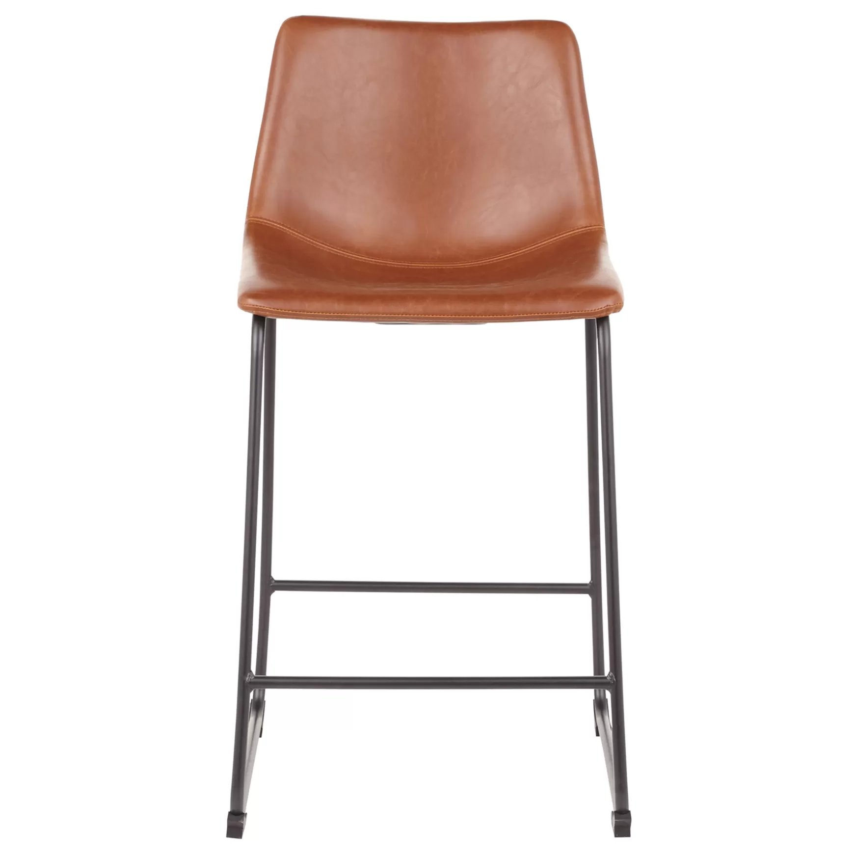 * Drake Modern Faux Leather Industrial Barstool, Cognac Promotion Hot