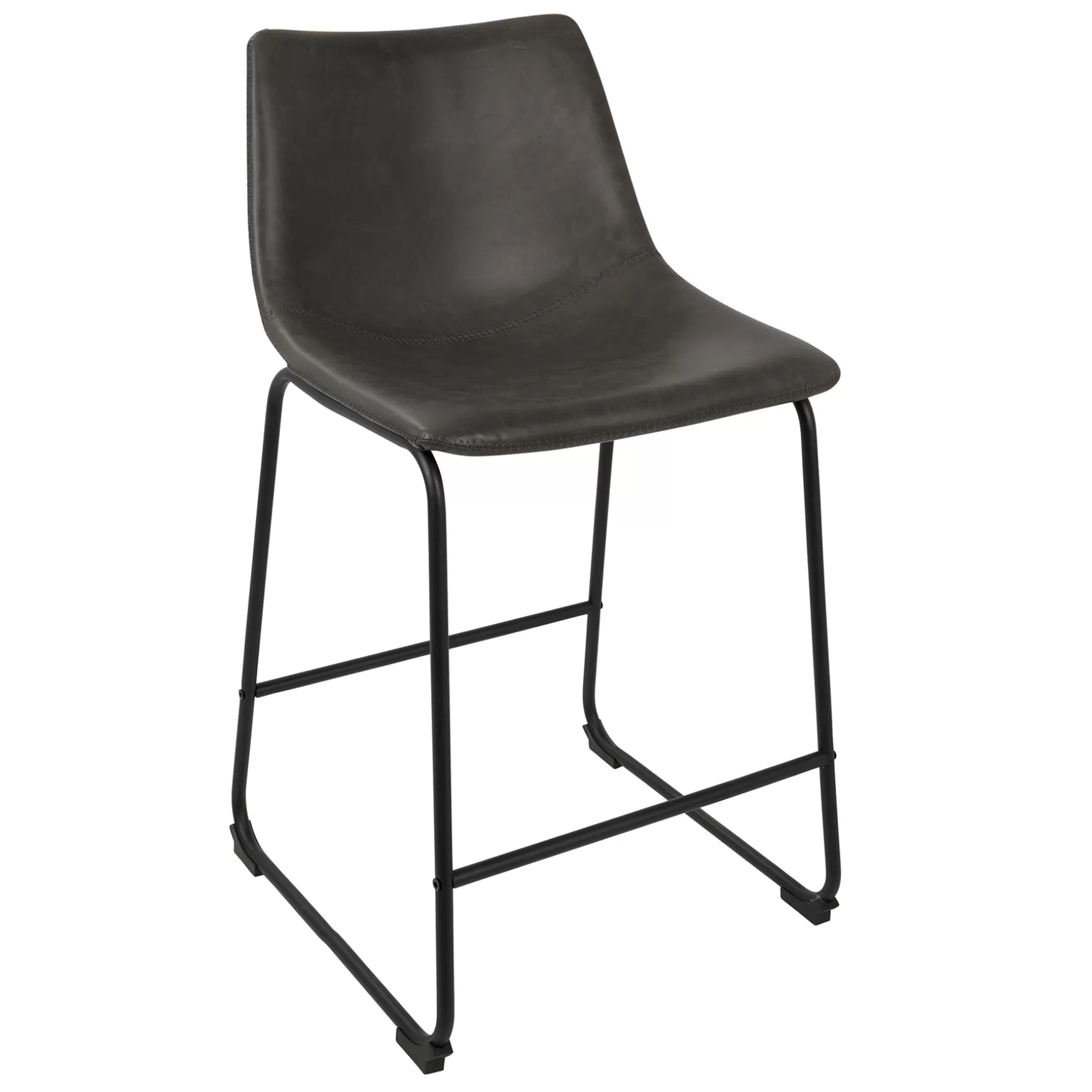 * Drake Modern Faux Leather Industrial Barstool, Dark Grey Opening Sales Best Sale