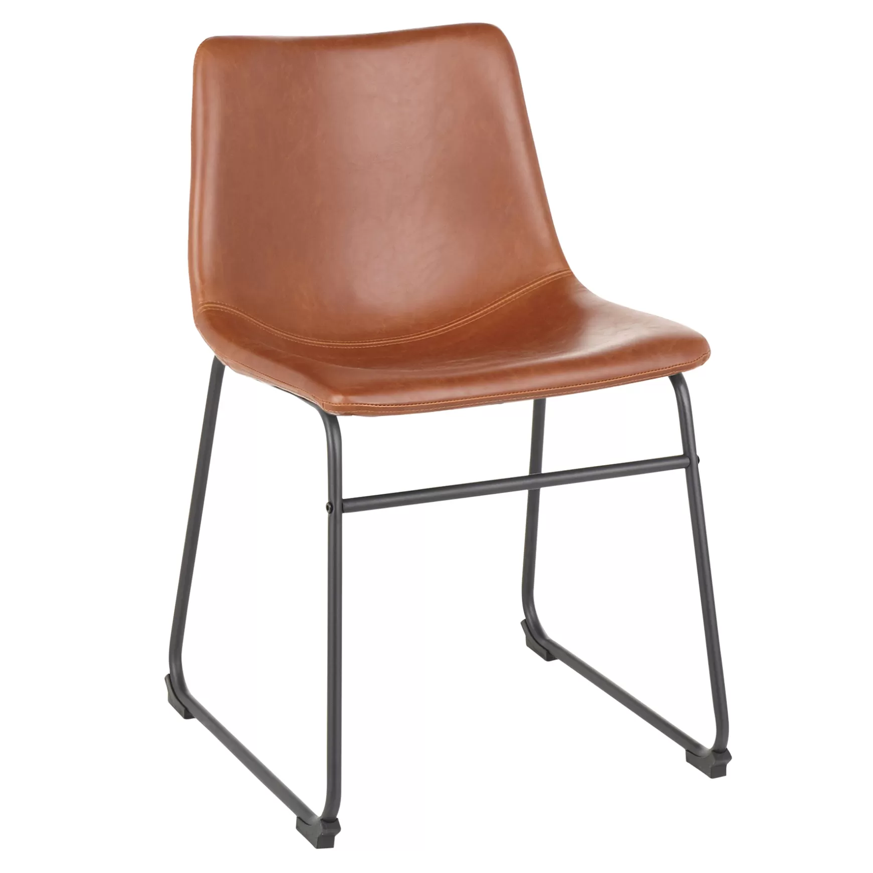 * Drake Modern Industrial Dining Chair, Cognac Cheaper Online