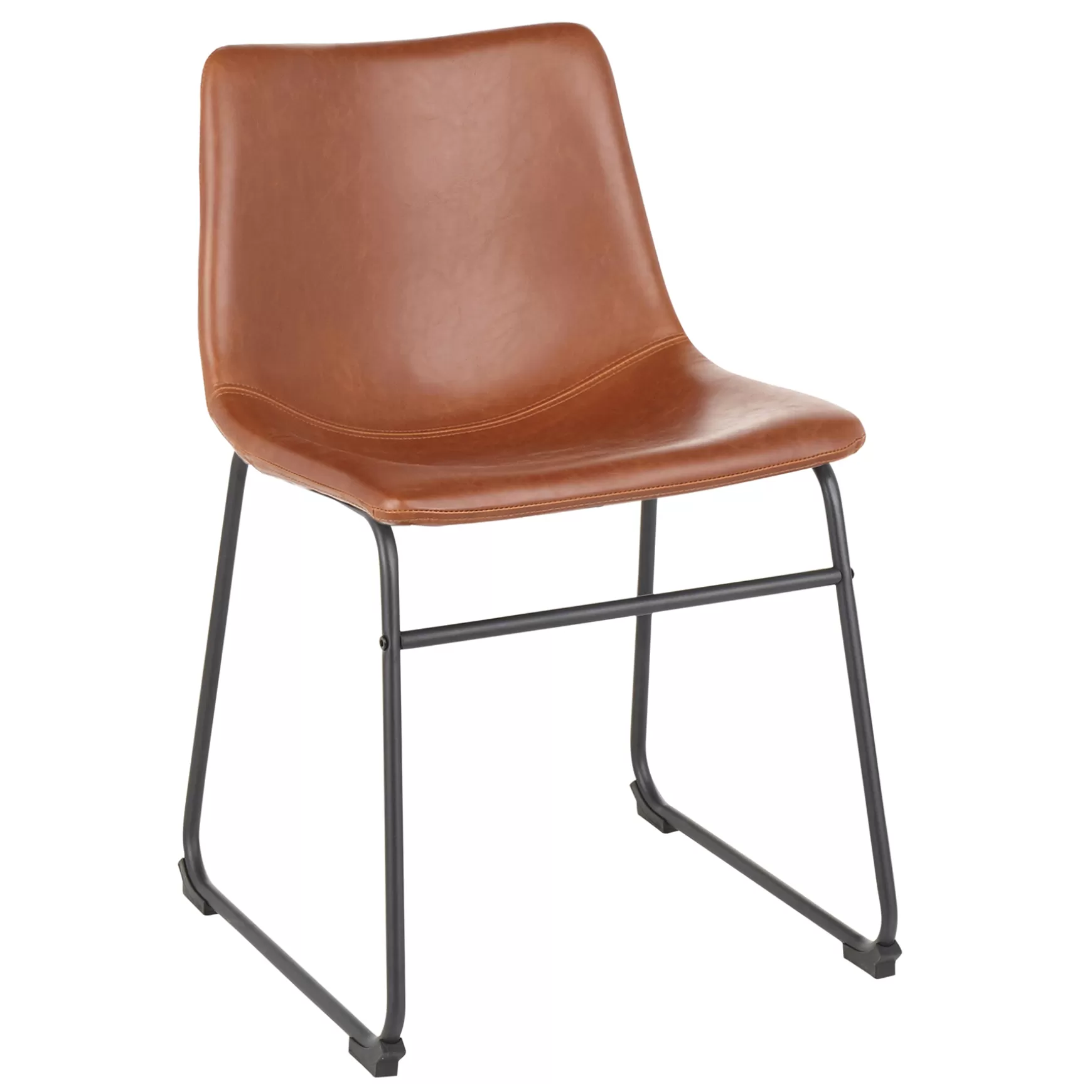 * Drake Modern Industrial Dining Chair, Cognac Premium Clearance