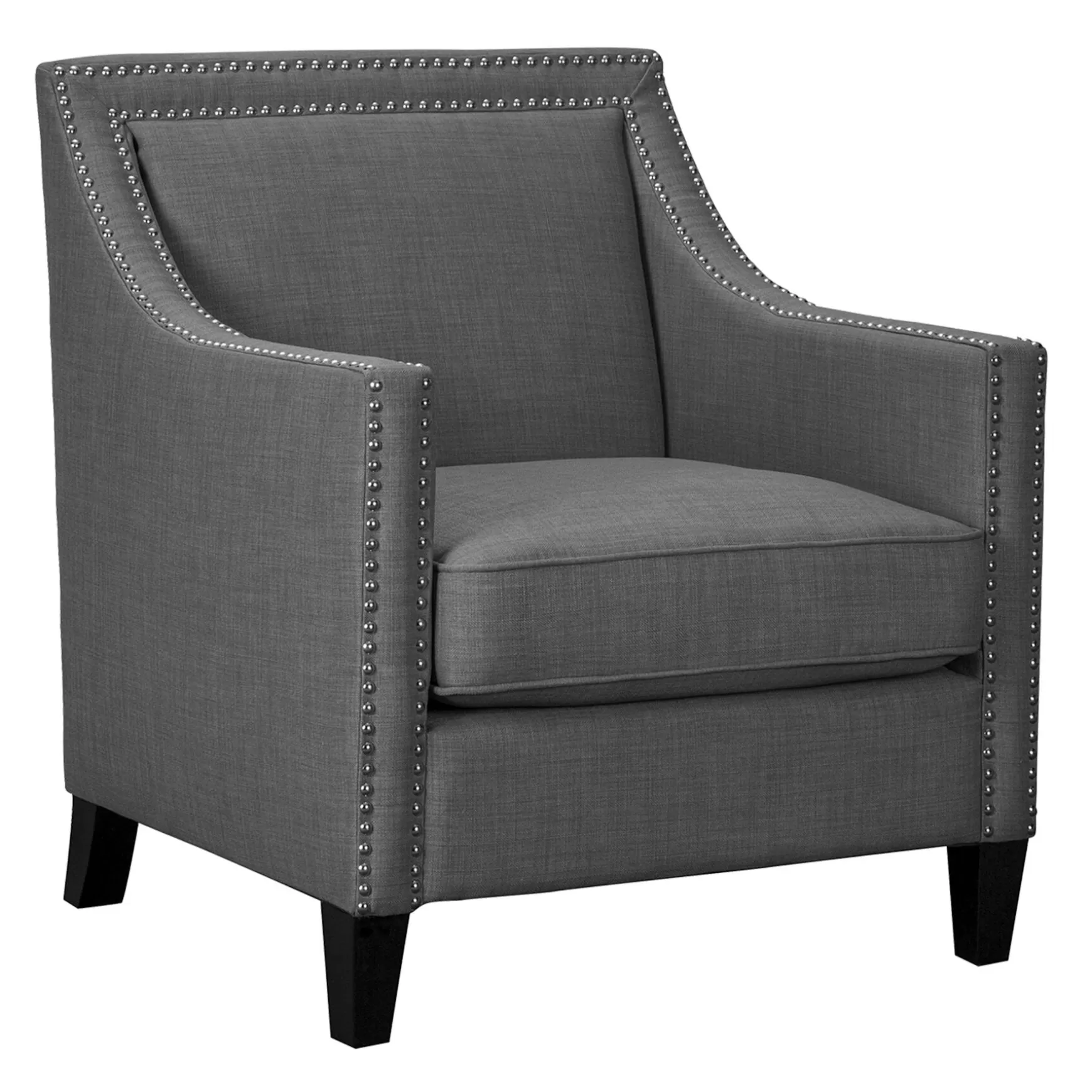 * Erica Grey Accent Chair With Nailhead Trim Flash Sale New