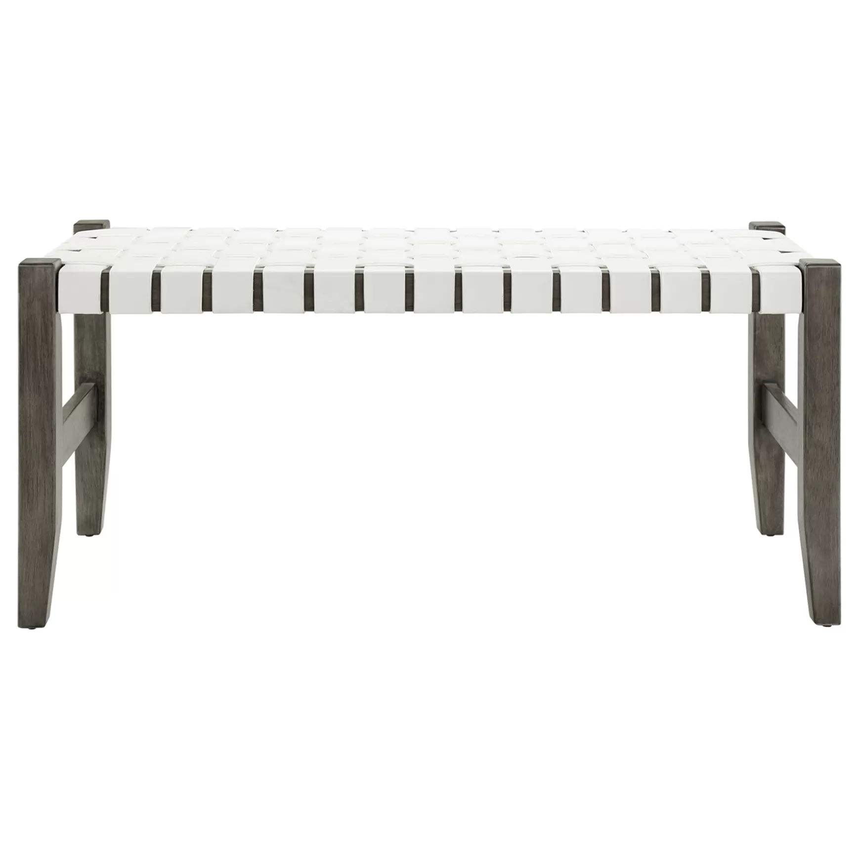 * Faux Leather Ivory Strap Bench Opening Sales Discount