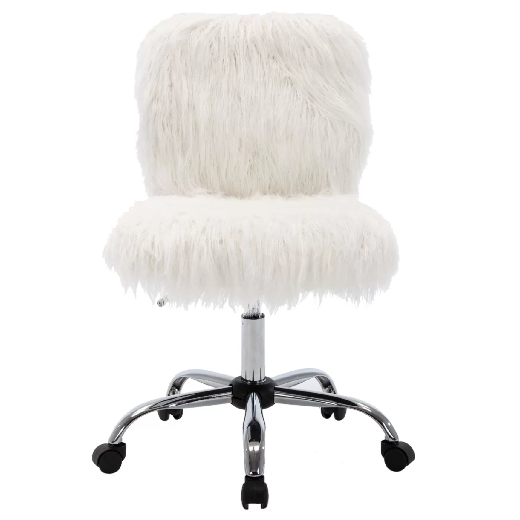 * Fiona White Faux Fur Adjustable Office Chair Low Price Hot