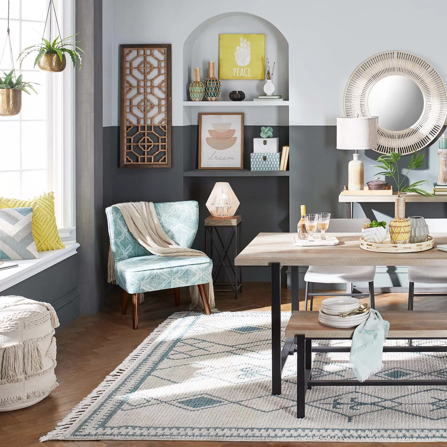 * Found & Fable Loggy Wood & Metal Dining Table, 71 Good Quality Sale