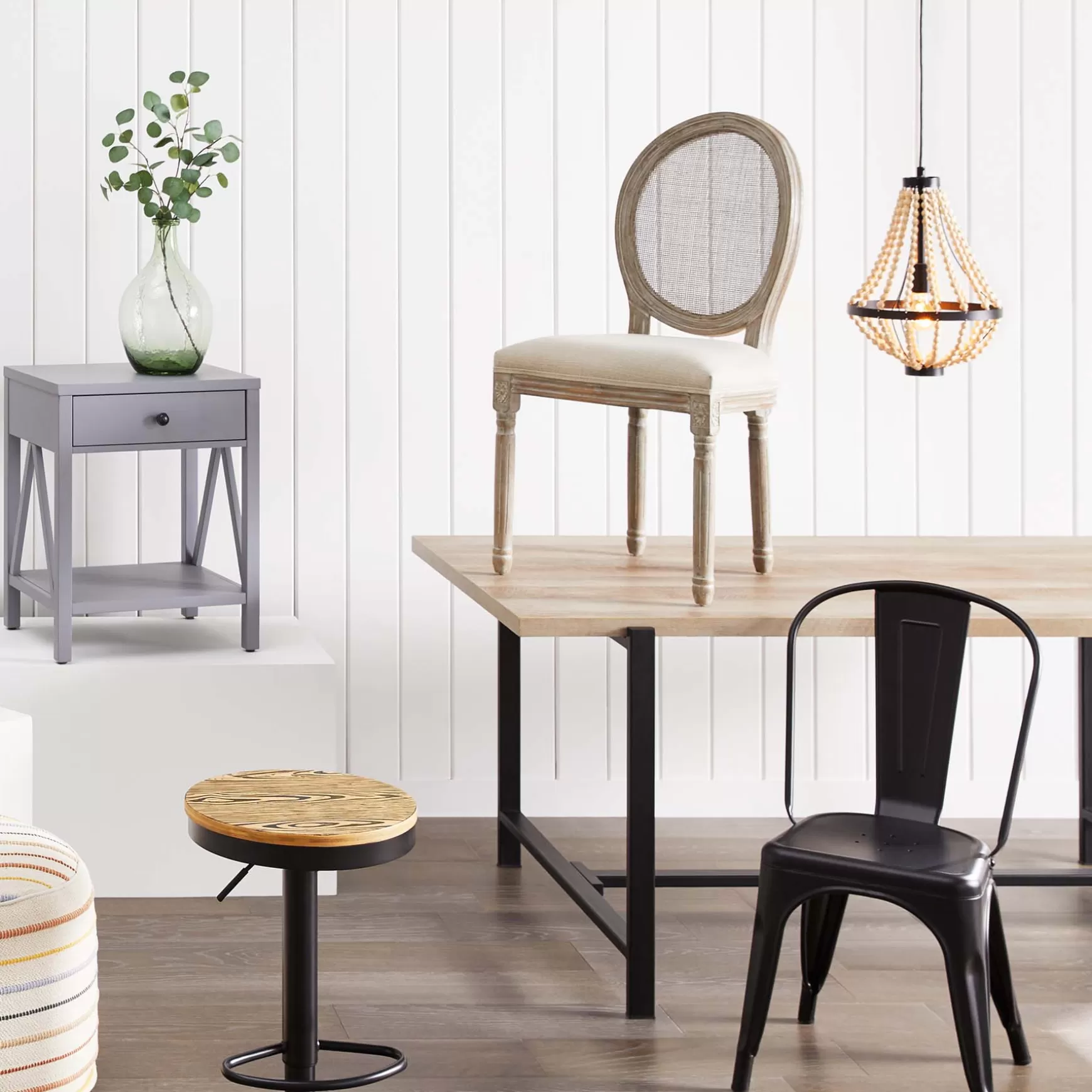 * Found & Fable Loggy Wood & Metal Dining Table, 71 Good Quality Sale
