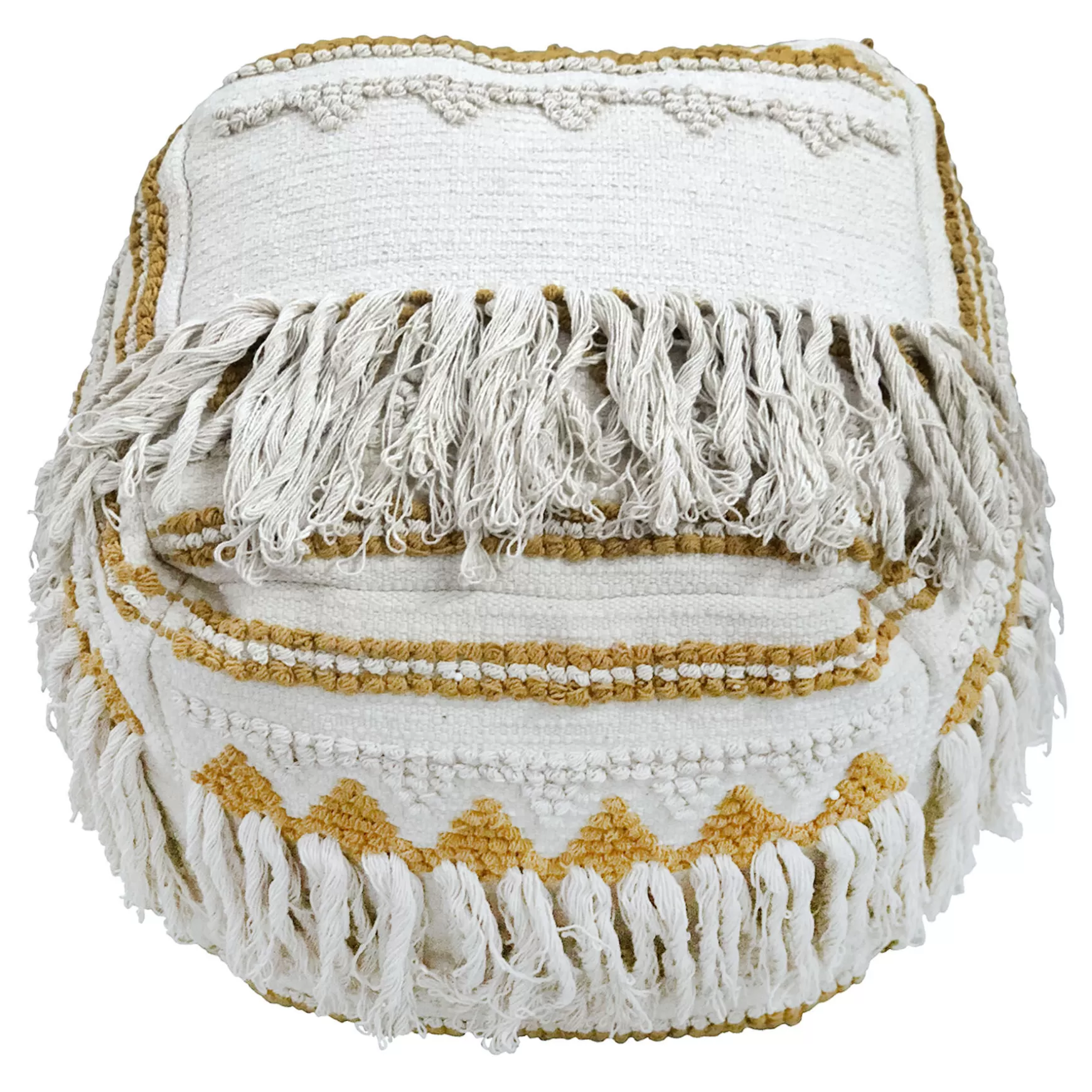 * Francis Handwoven Fringe Pouf, 18 Low Price Online