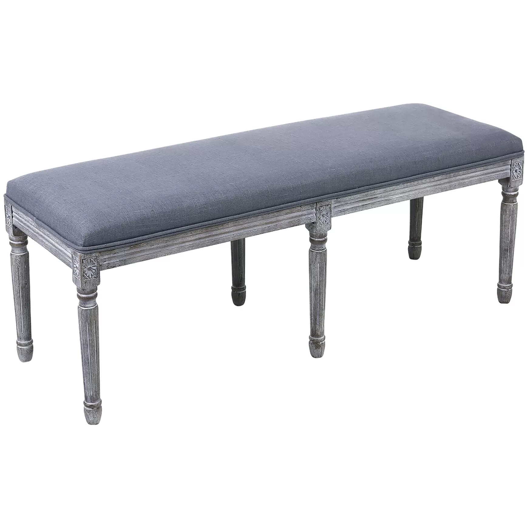 * Heritage Dark Grey Linen Bench Low Price Store