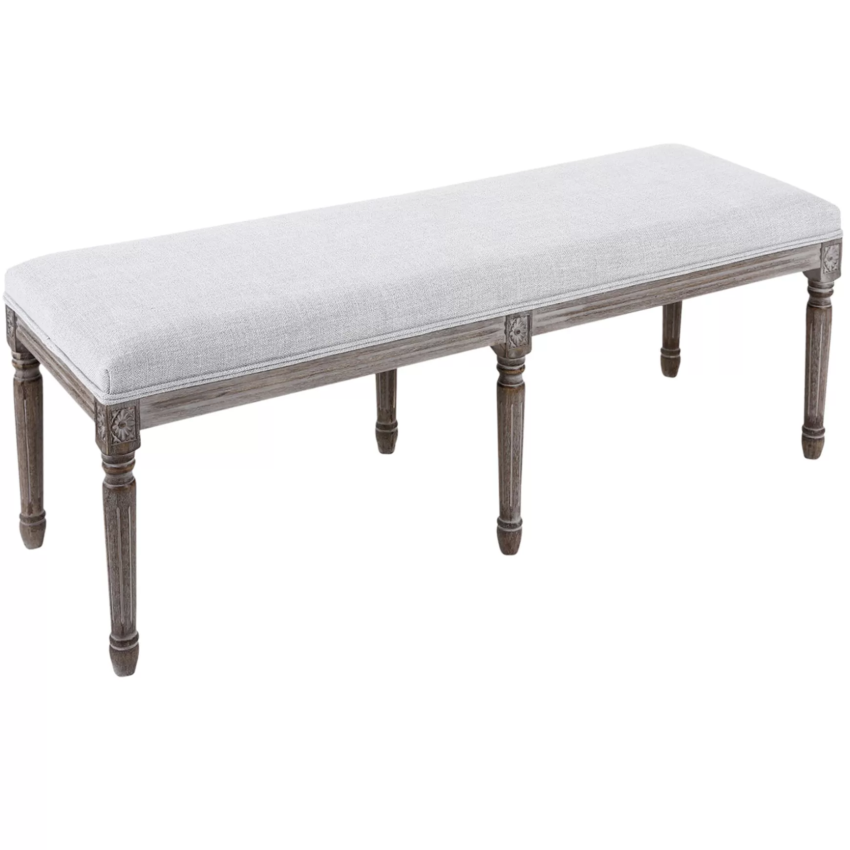 * Heritage Light Grey Linen Bench Cheaper Cheap