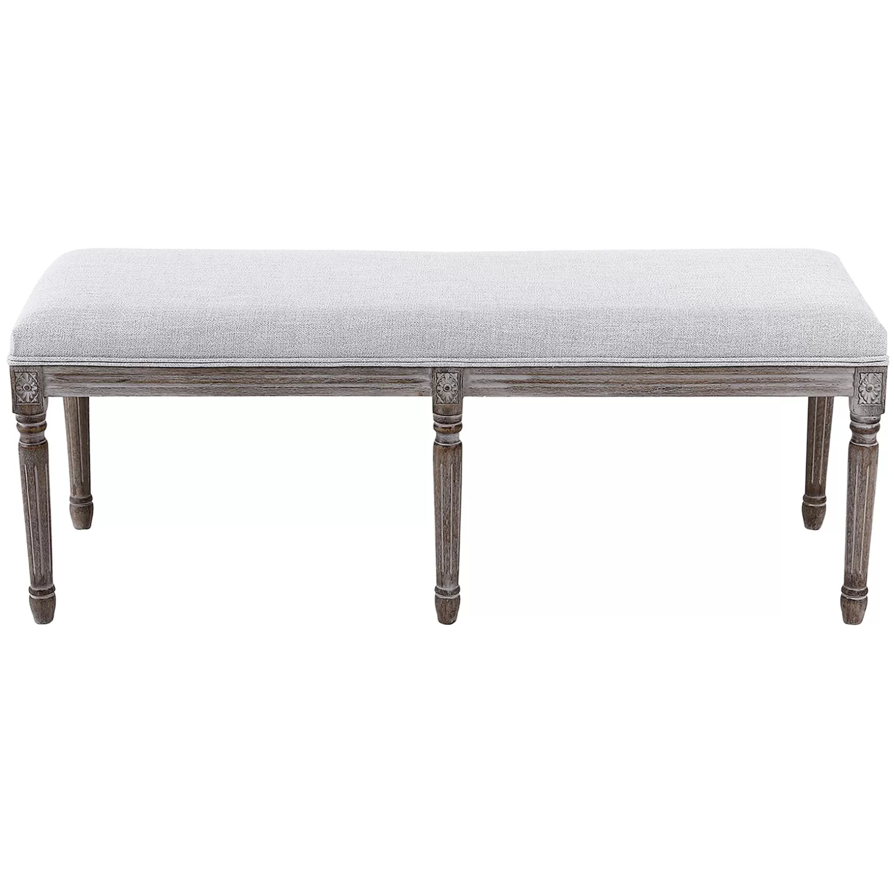 * Heritage Light Grey Linen Bench Cheaper Cheap