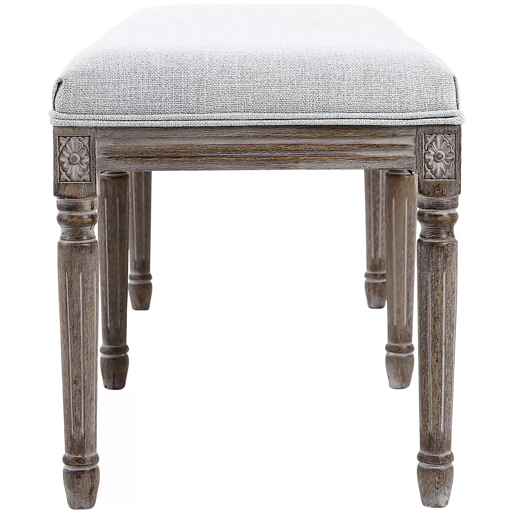 * Heritage Light Grey Linen Bench Cheaper Cheap