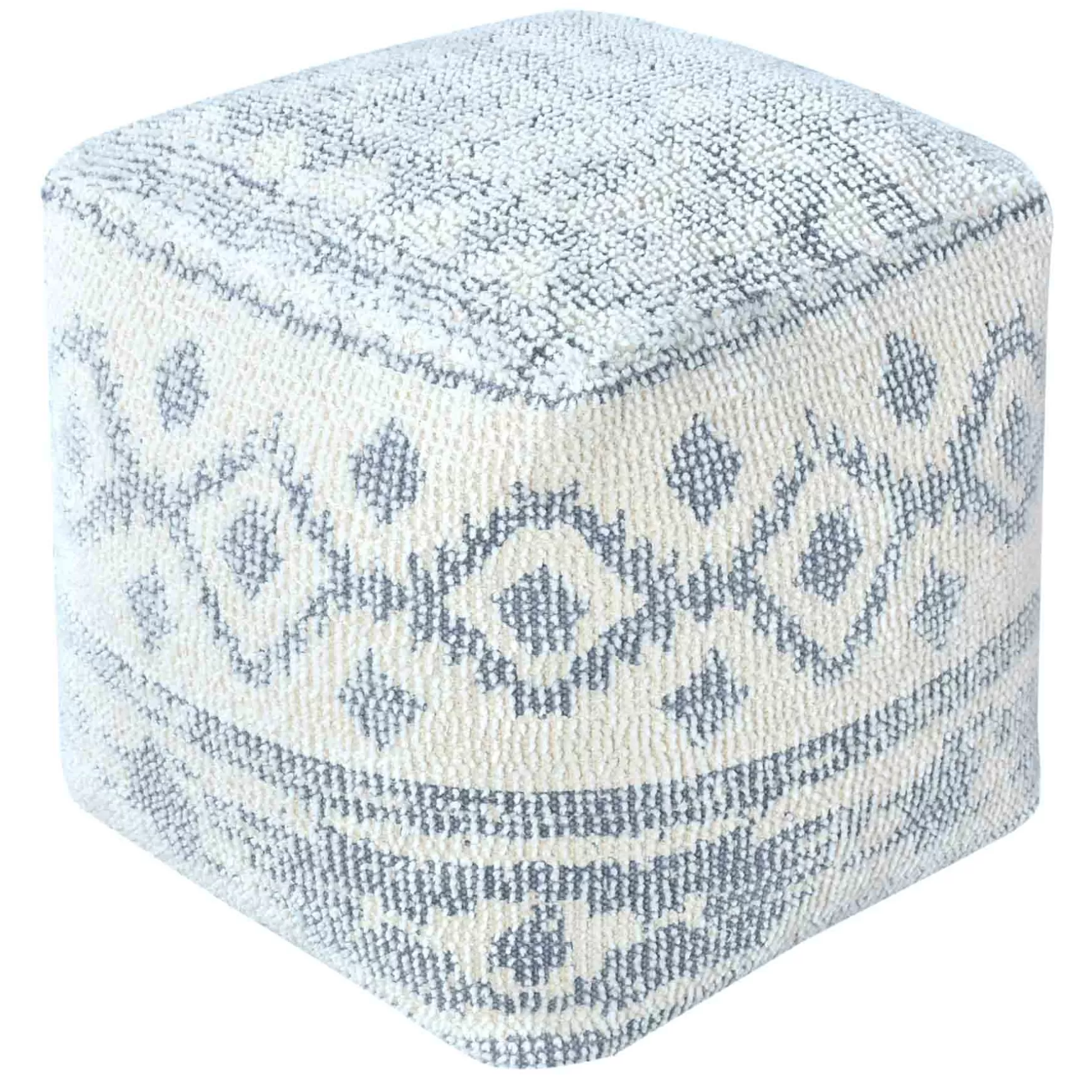 * Honeybloom Blue & Cream Pouf Low Price Best