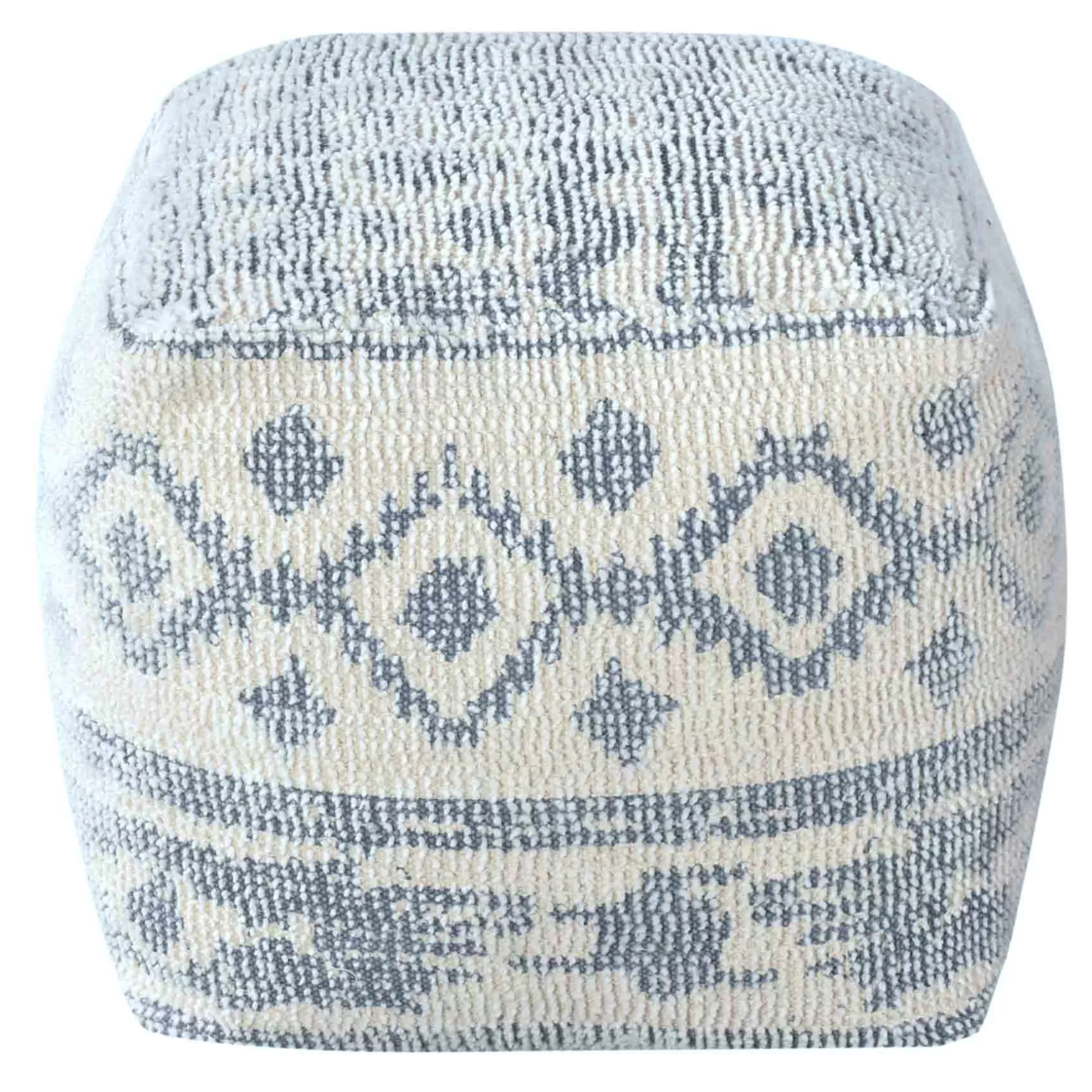 * Honeybloom Blue & Cream Pouf Low Price Best