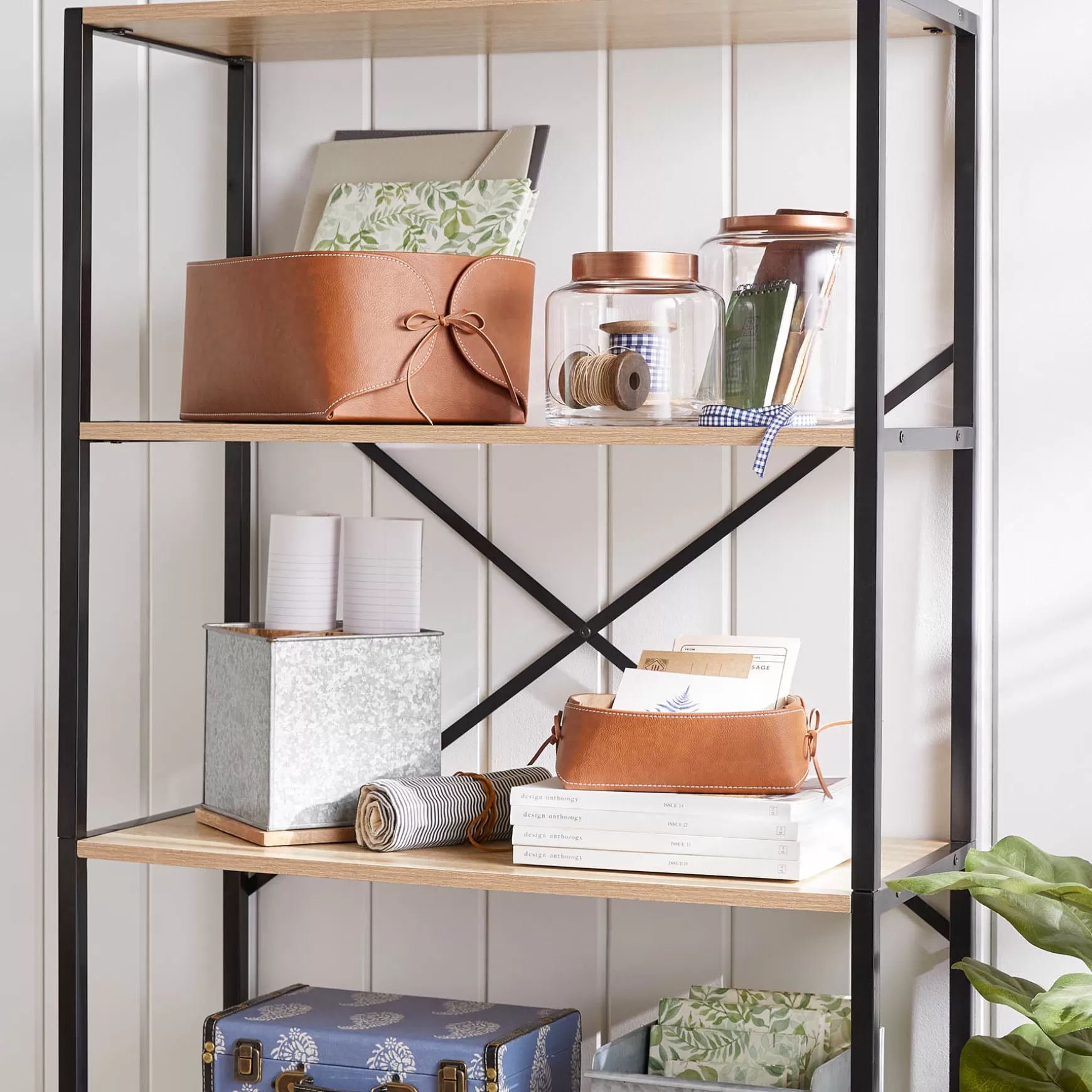 * Honeybloom Burnaby 4-Tier Wood & Metal Shelf Opening Sales Fashion