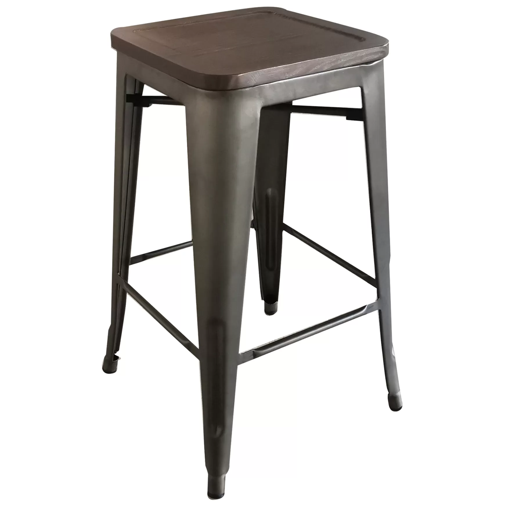 * Honeybloom Ennis Metal Barstool With Wooden Seat, 29 Featured Sale