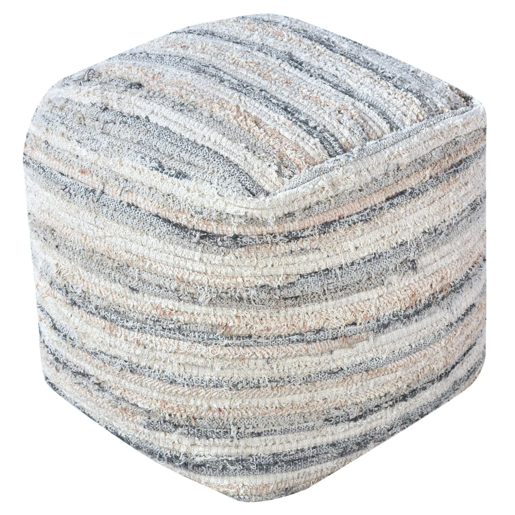 * Honeybloom Grey & Cream Pouf Opening Sales Cheap