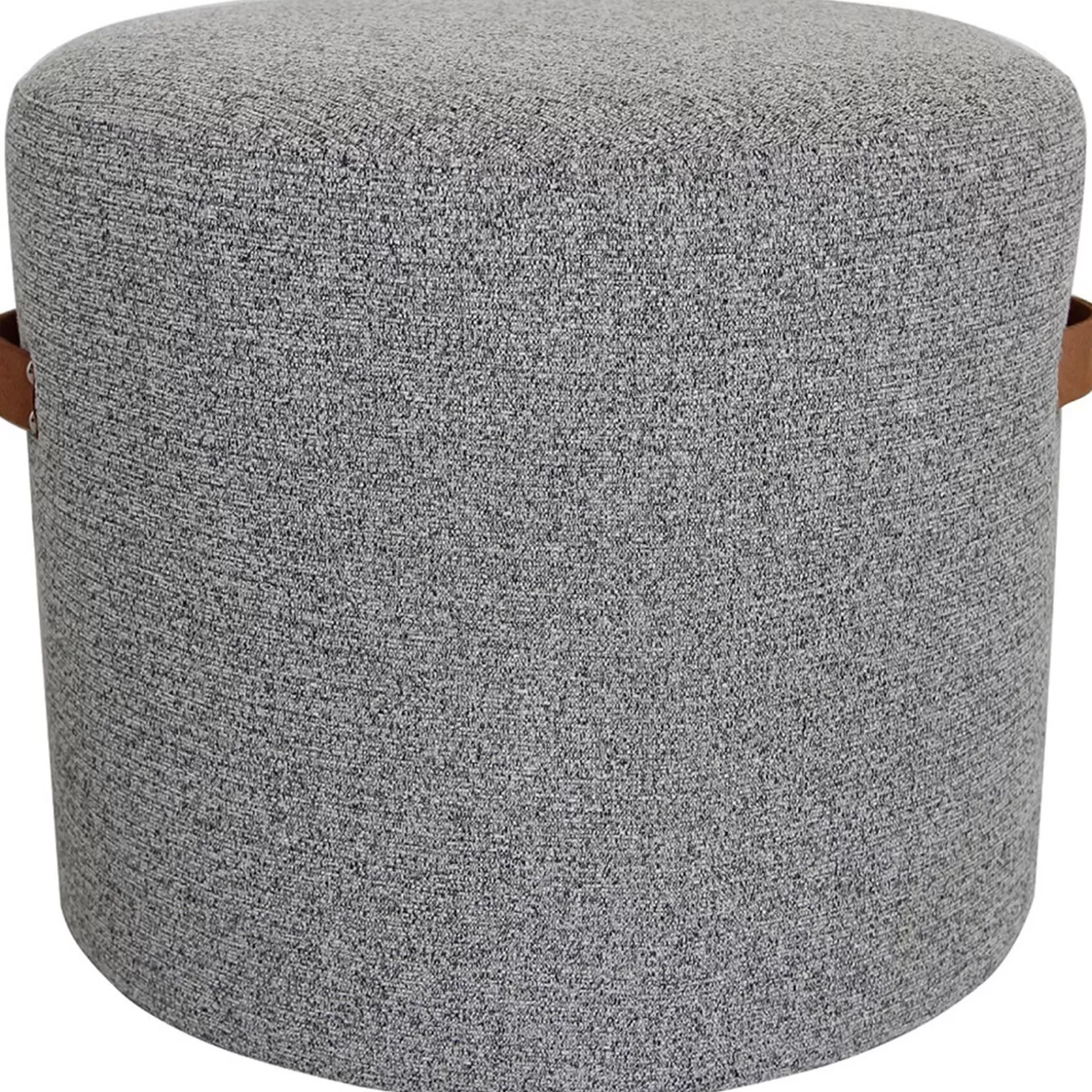 * Honeybloom Rica Textured Pouf With Faux Leather Handles, Grey Less Expensive Hot