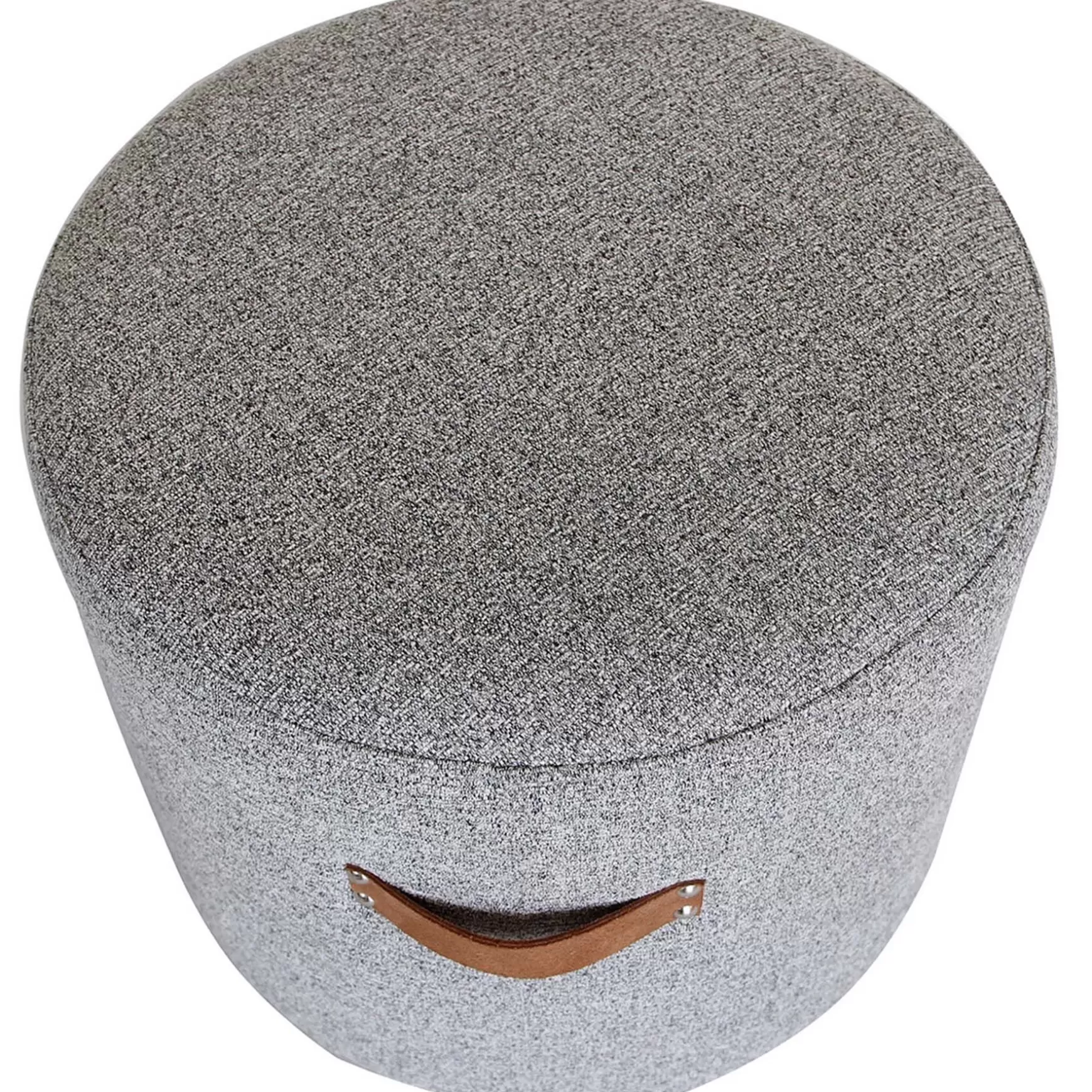 * Honeybloom Rica Textured Pouf With Faux Leather Handles, Grey Less Expensive Hot