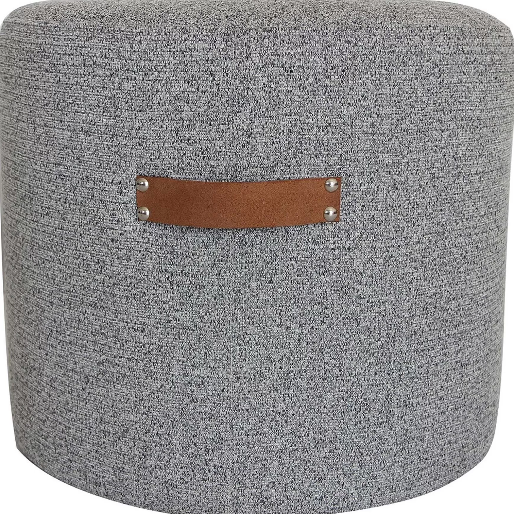 * Honeybloom Rica Textured Pouf With Faux Leather Handles, Grey Less Expensive Hot