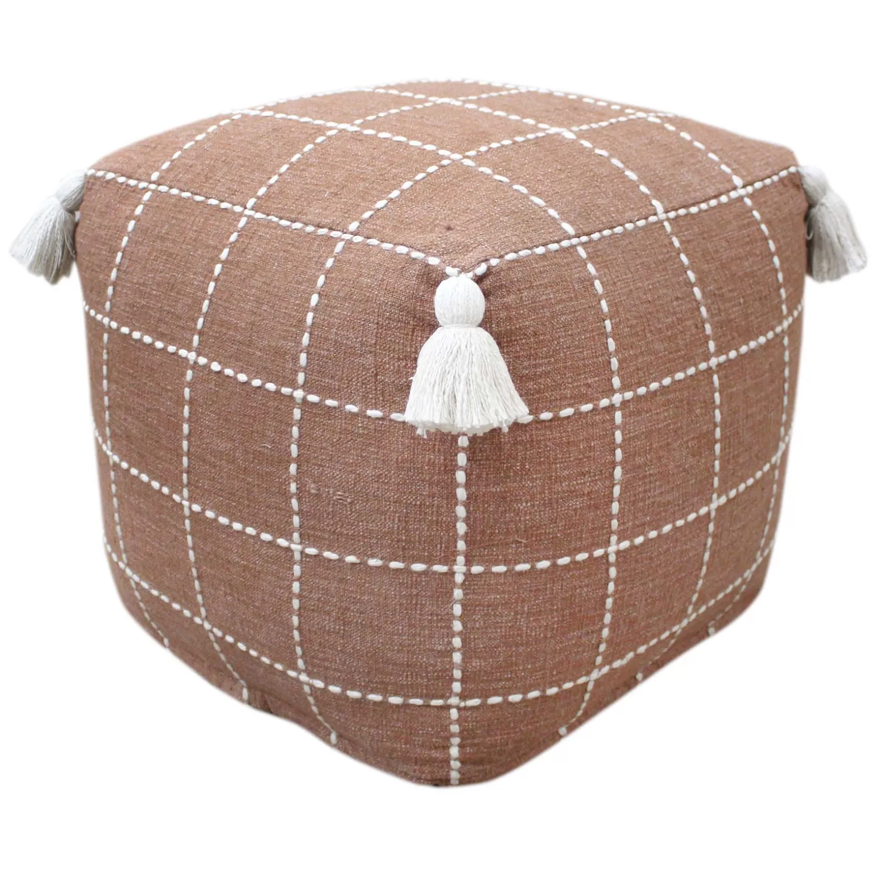 * Honeybloom Shiva Brown Woven Pouf Flash Sale Shop