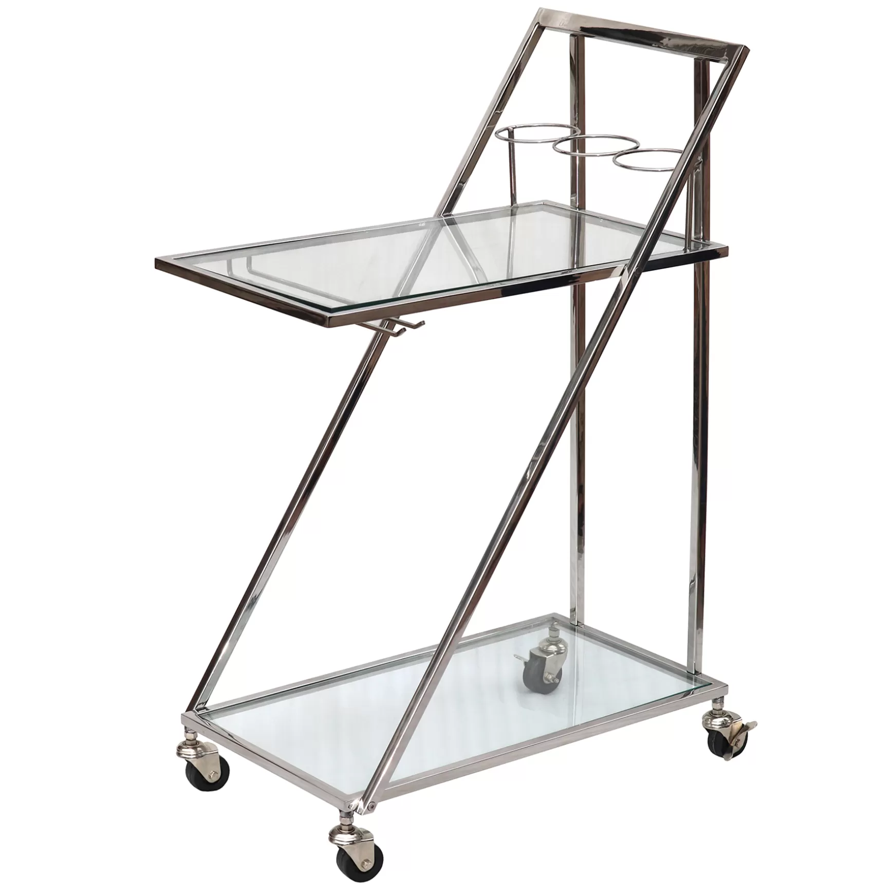 * Laila Ali Glass & Steel Bar Cart Clearance Cheap