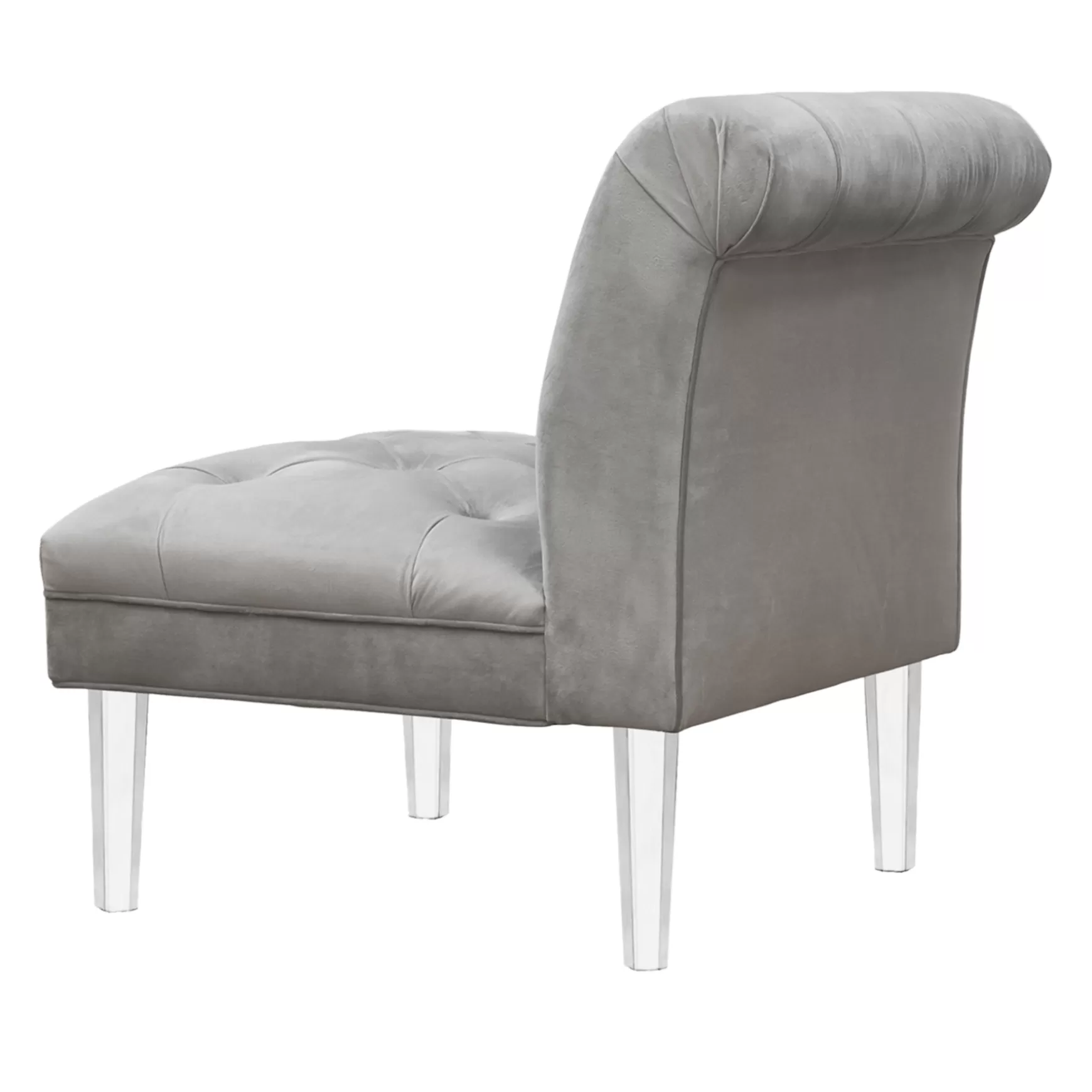* Laila Ali Grey Tufted Accent Chair With Clear Acrylic Legs Outlet Hot