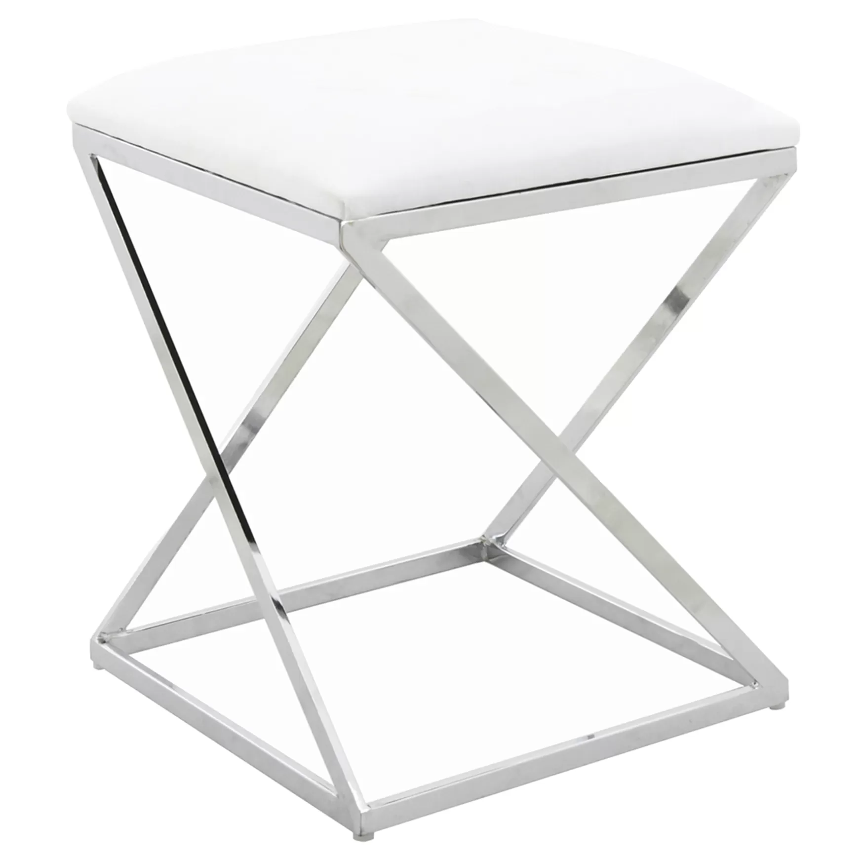 * Laila Ali Modern White Velvet Ottoman Promotion Clearance