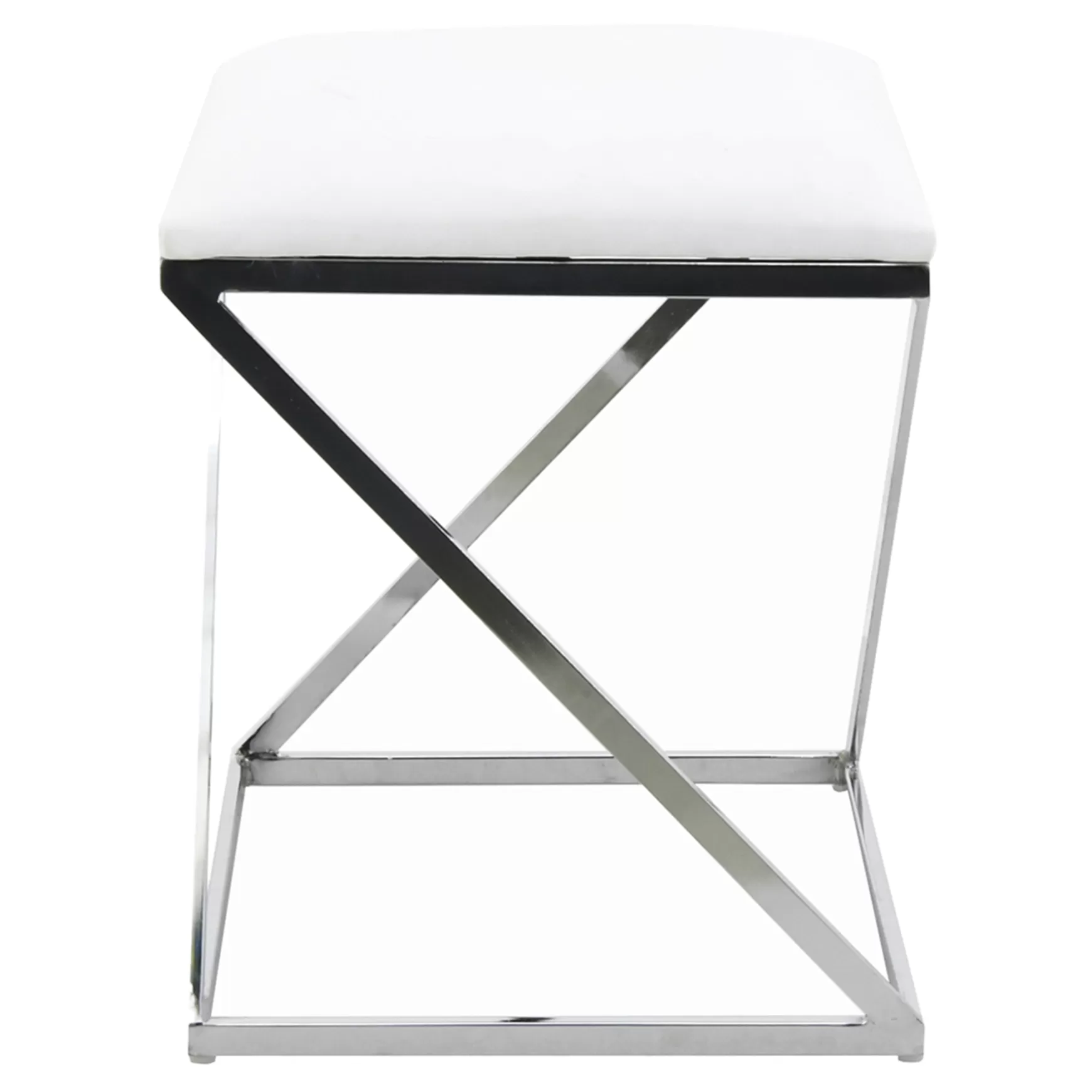 * Laila Ali Modern White Velvet Ottoman Promotion Clearance