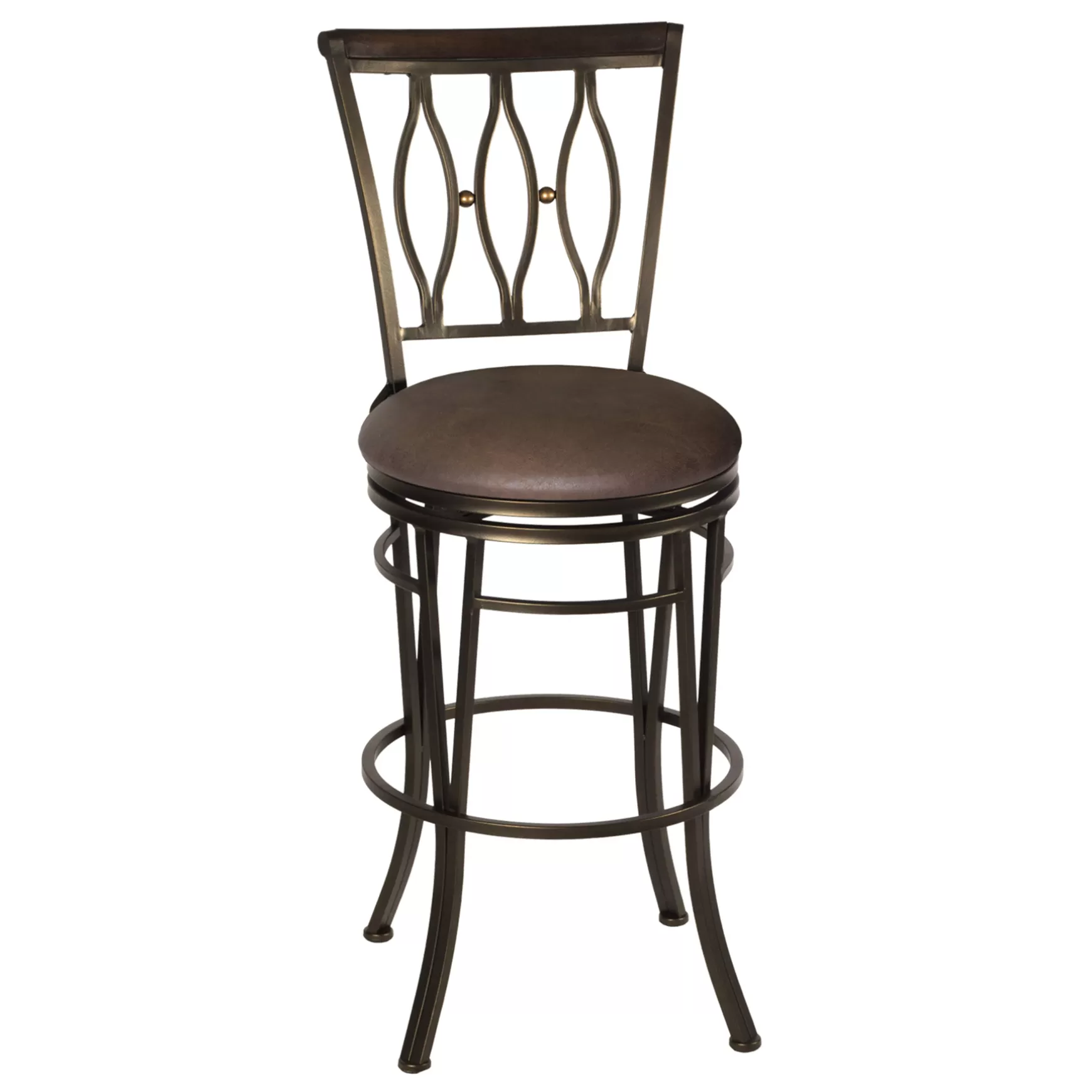 * Marsol Brown Metal Swivel Barstool With Faux Leather Seat Clearance Cheap