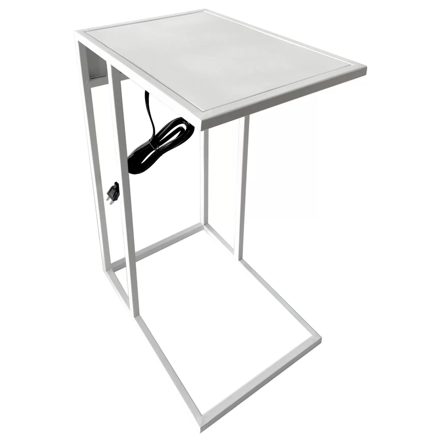 * Metal C-Table With Usb Port, White Premium Hot