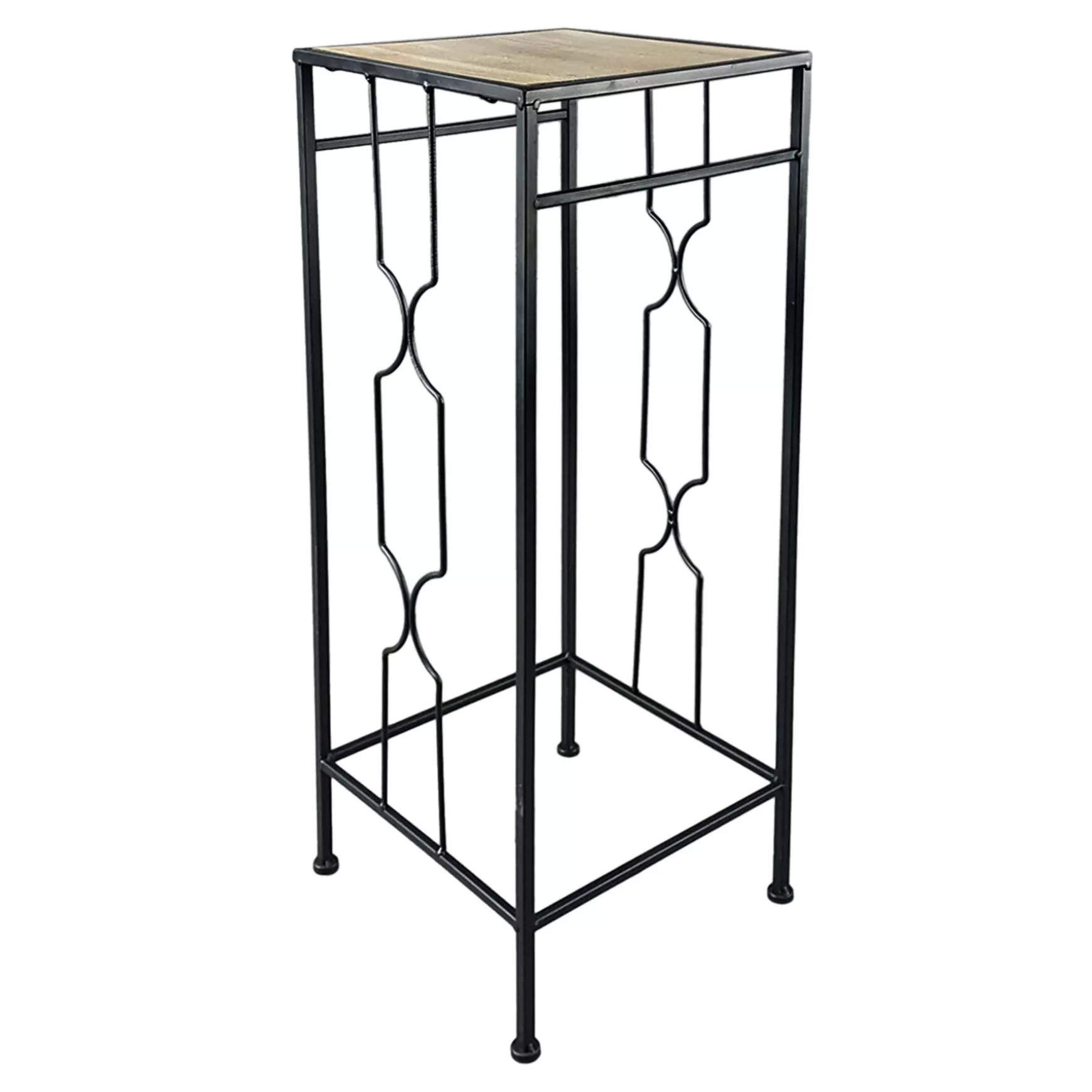 * Metal Plant Stand With Wood Top Black, Large Promotion Cheap