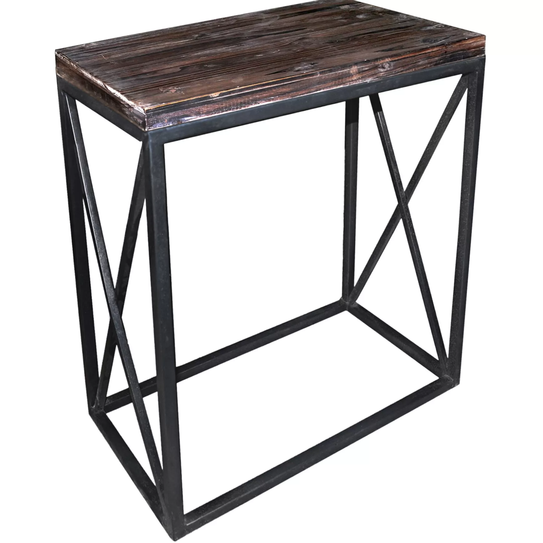 * Metal X-Side Table With Wood Top, Large Outlet Sale