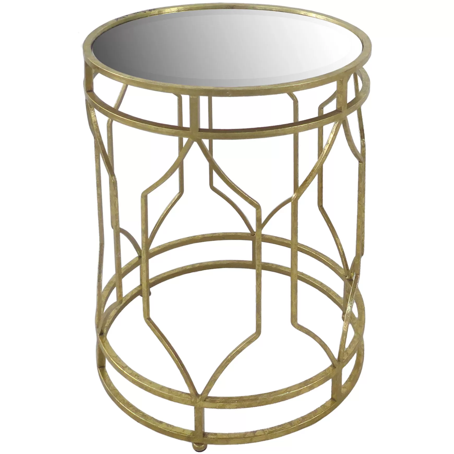 * Mirror Top Table With Gold Quatrefoil Base, Large Opening Sales Best Sale