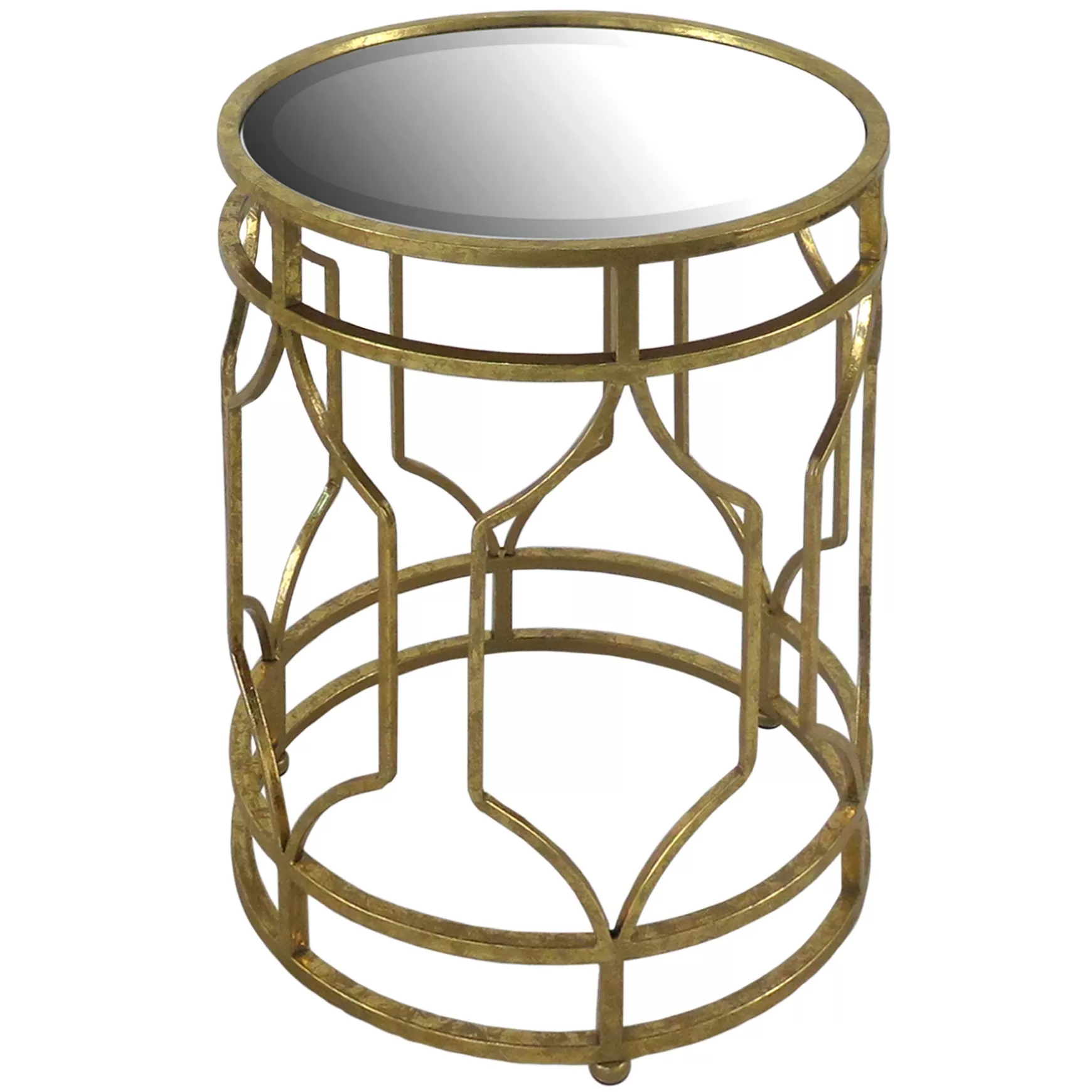 * Mirror Top Table With Gold Quatrefoil Base, Small Promotion Clearance