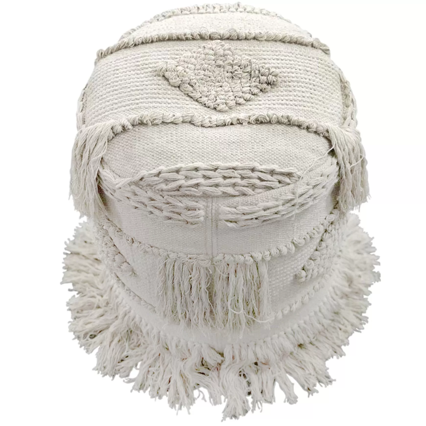 * Nala Handwoven Fringe Round Pouf Less Expensive Discount