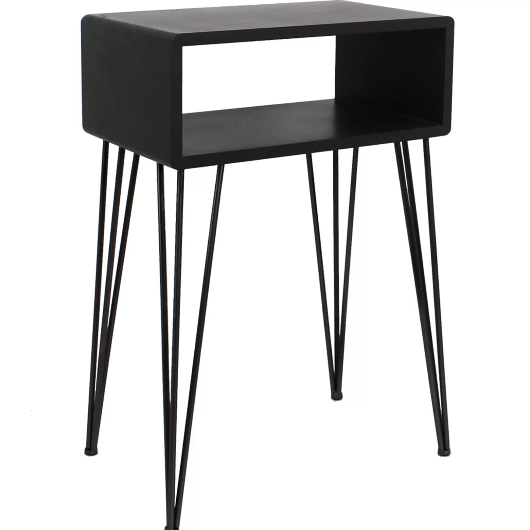 * Open-Storage Accent Table With Hairpin Legs, Dark Grey Outlet Discount
