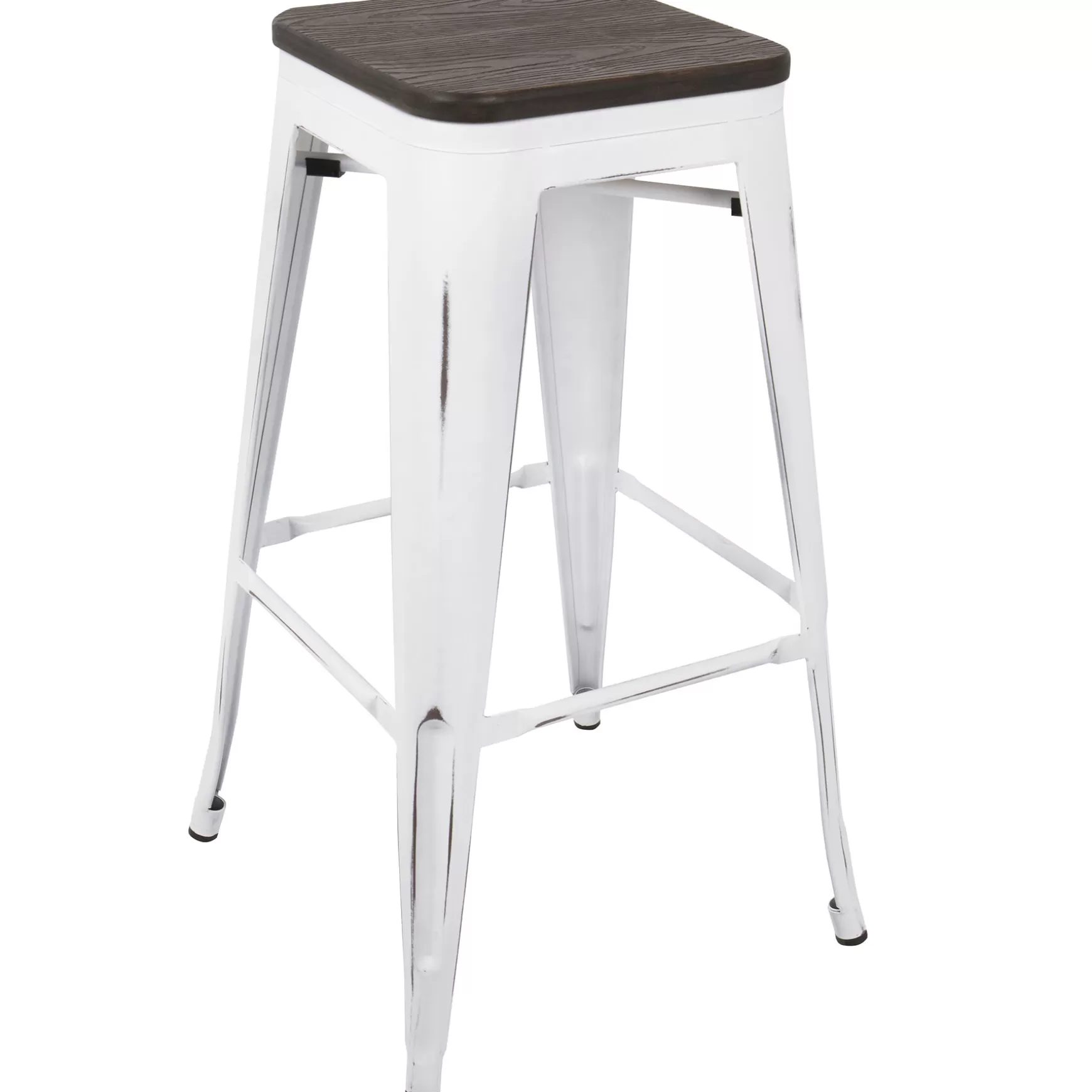 * Oregon Vintage White Industrial Backless Barstool, 30 Opening Sales Cheap