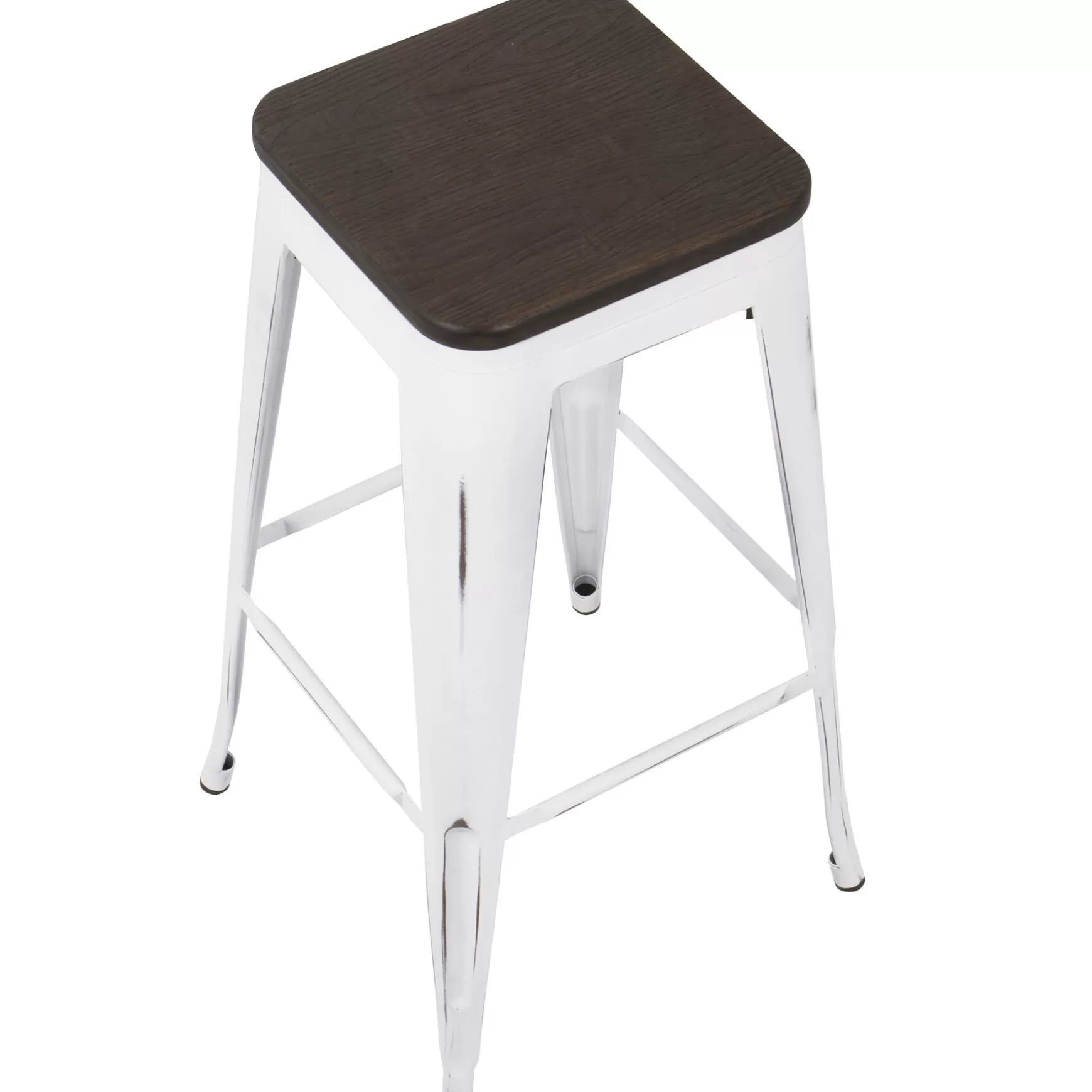 * Oregon Vintage White Industrial Backless Barstool, 30 Opening Sales Cheap